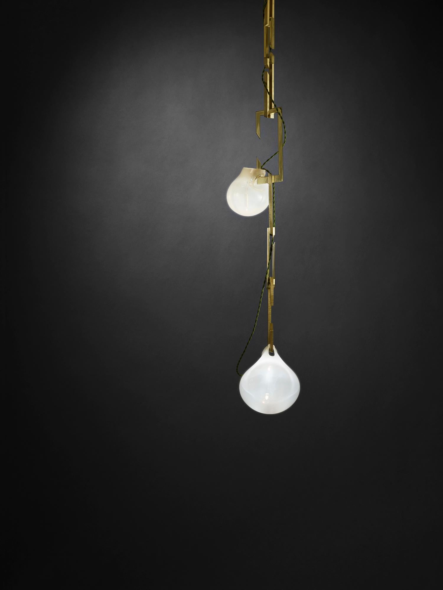 Contemporary Brass Light Pendant, Nephentes Cordon/Tendril by Christopher Boots In New Condition For Sale In Warsaw, PL