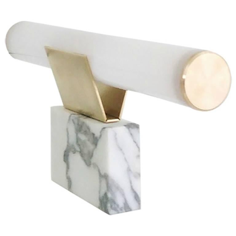 Contemporary Brass Marble Sculpted Table Lamp, Unfolding, Highdots For Sale