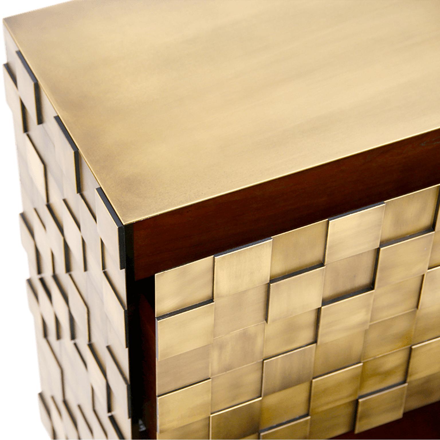 Contemporary Brass Marble Sideboard with leather For Sale 1
