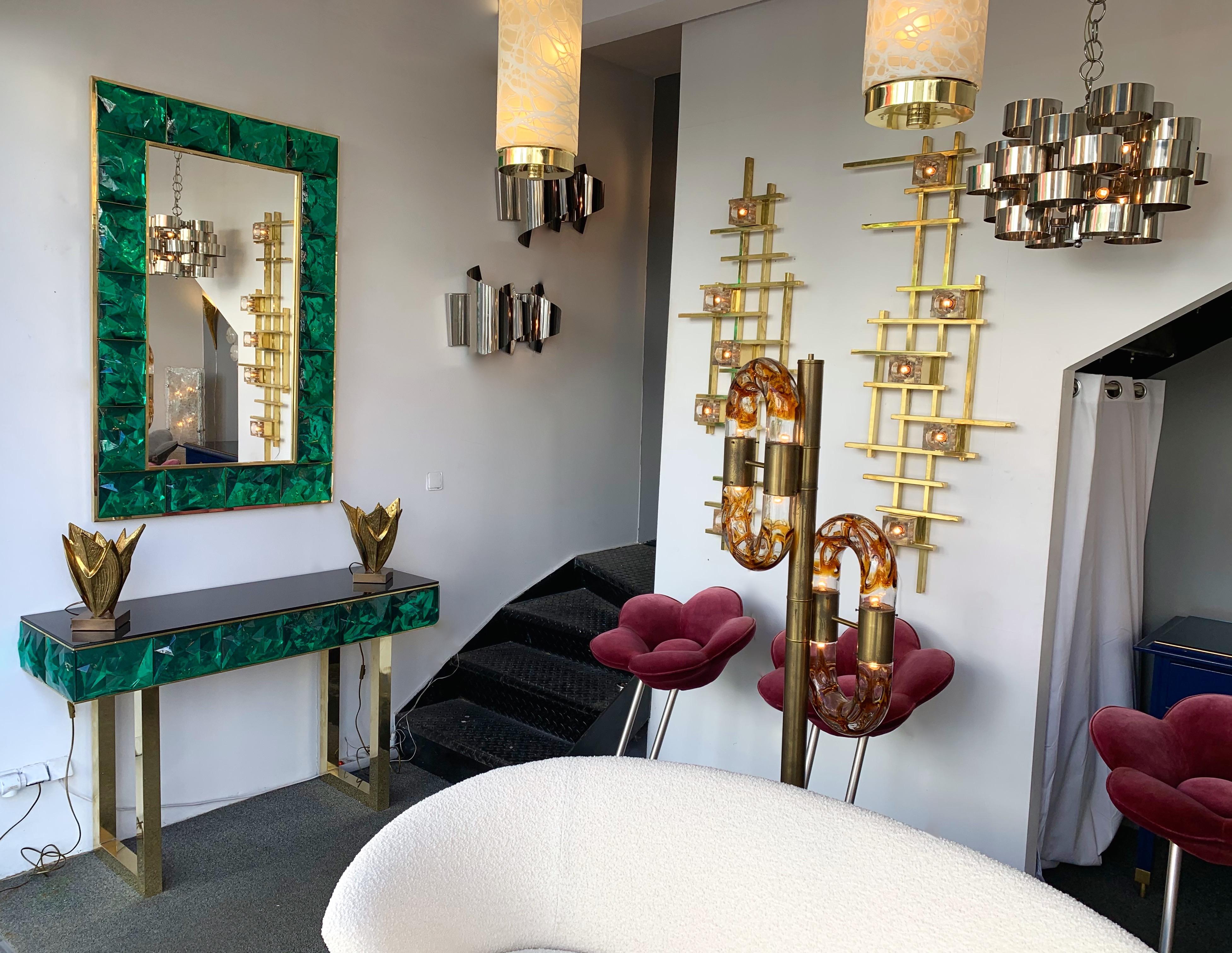 Set di specchiere e console in ottone Contemporary Murano Glass, Italia in vendita 5
