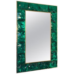 Miroir contemporain en laiton et verre de Murano, Italie