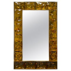 Contemporary Brass Mirror Murano Glass, Italy