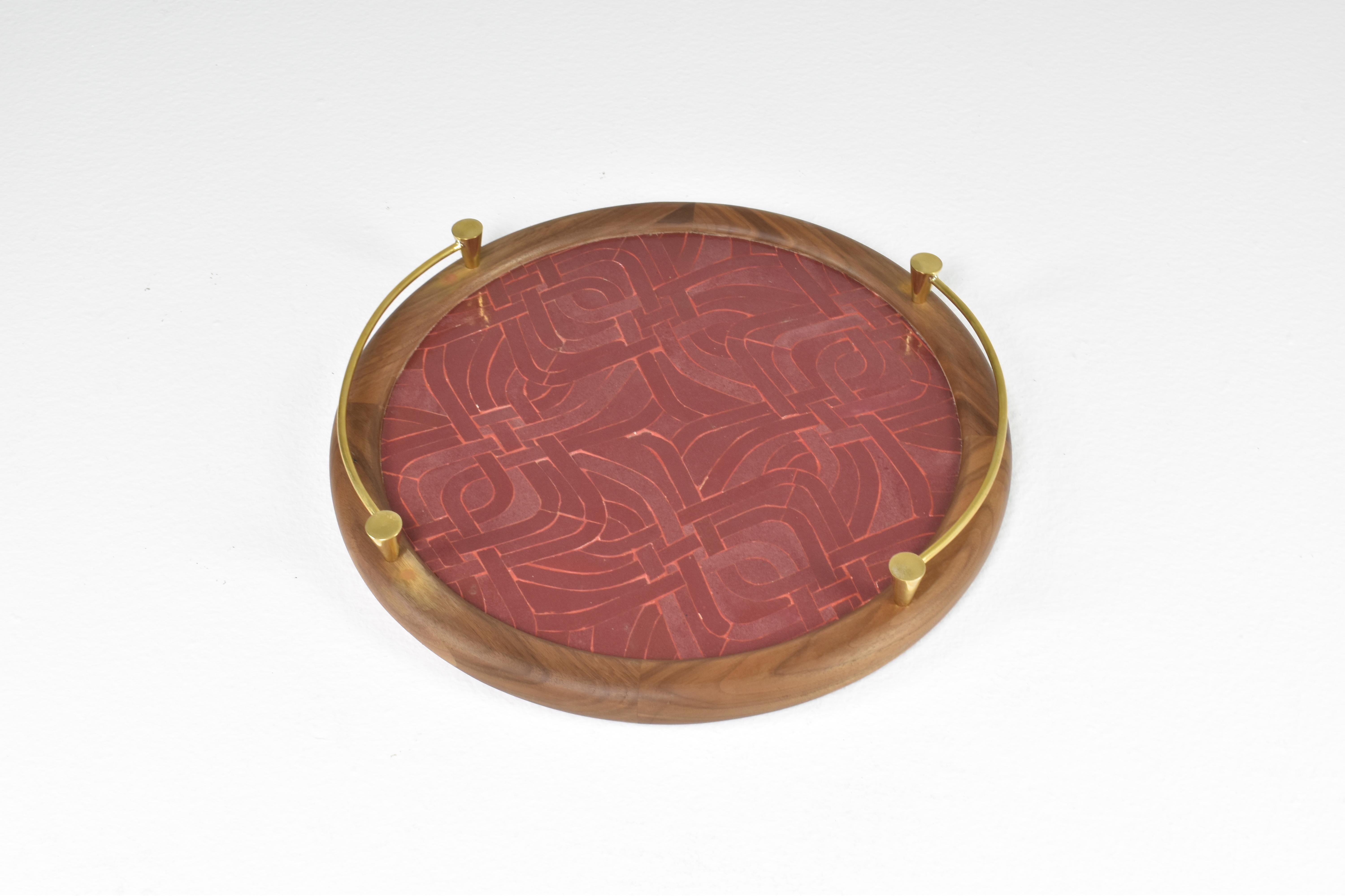 Moroccan Contemporary Brass Modern Mosaic Tray by Jonathan Amar Studio For Sale