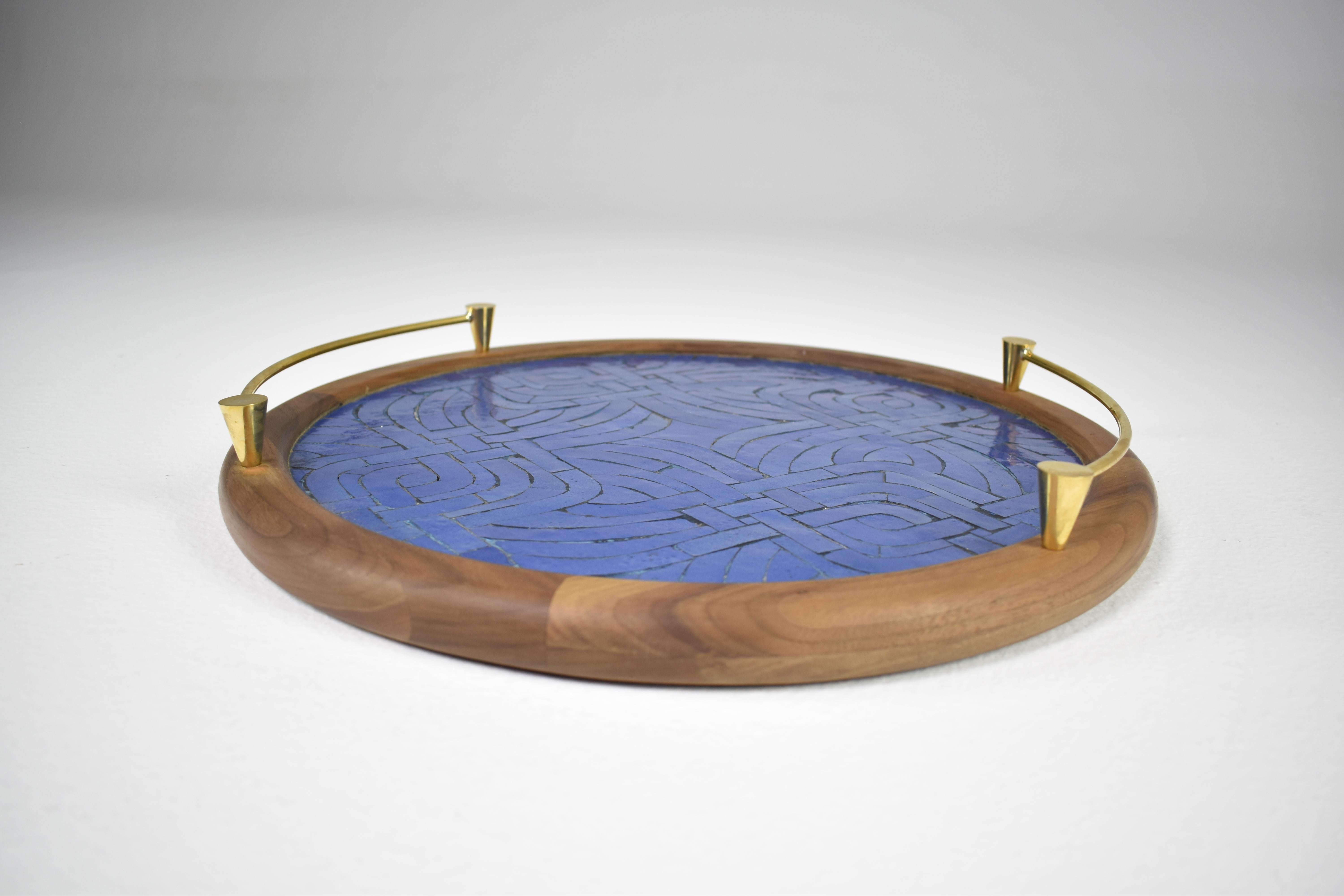 Contemporary Brass Modern Mosaic Tray by Jonathan Amar Studio In New Condition For Sale In Paris, FR