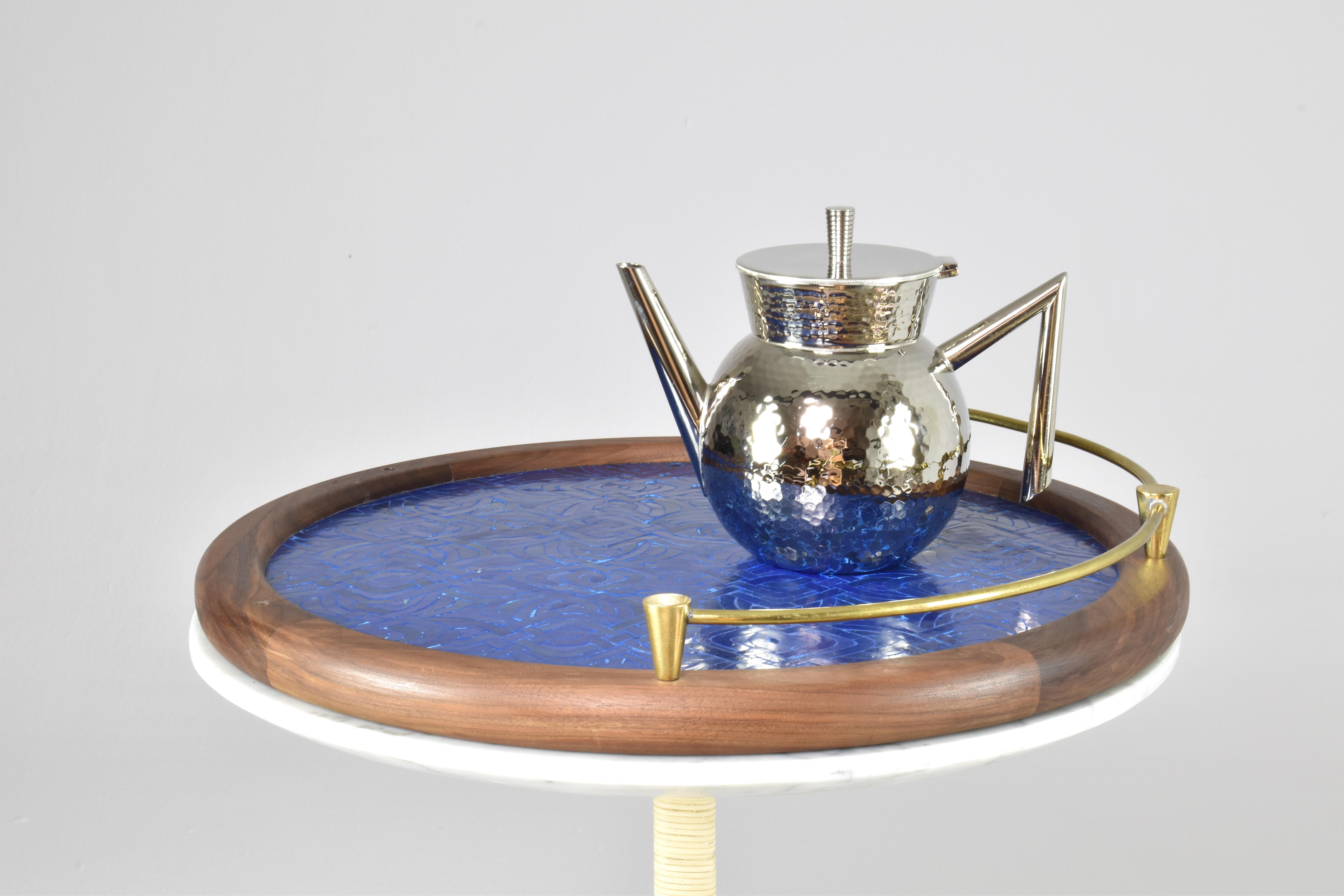 Contemporary Messing Modernes Mosaik-Tablett von Jonathan Amar Studio im Angebot 2