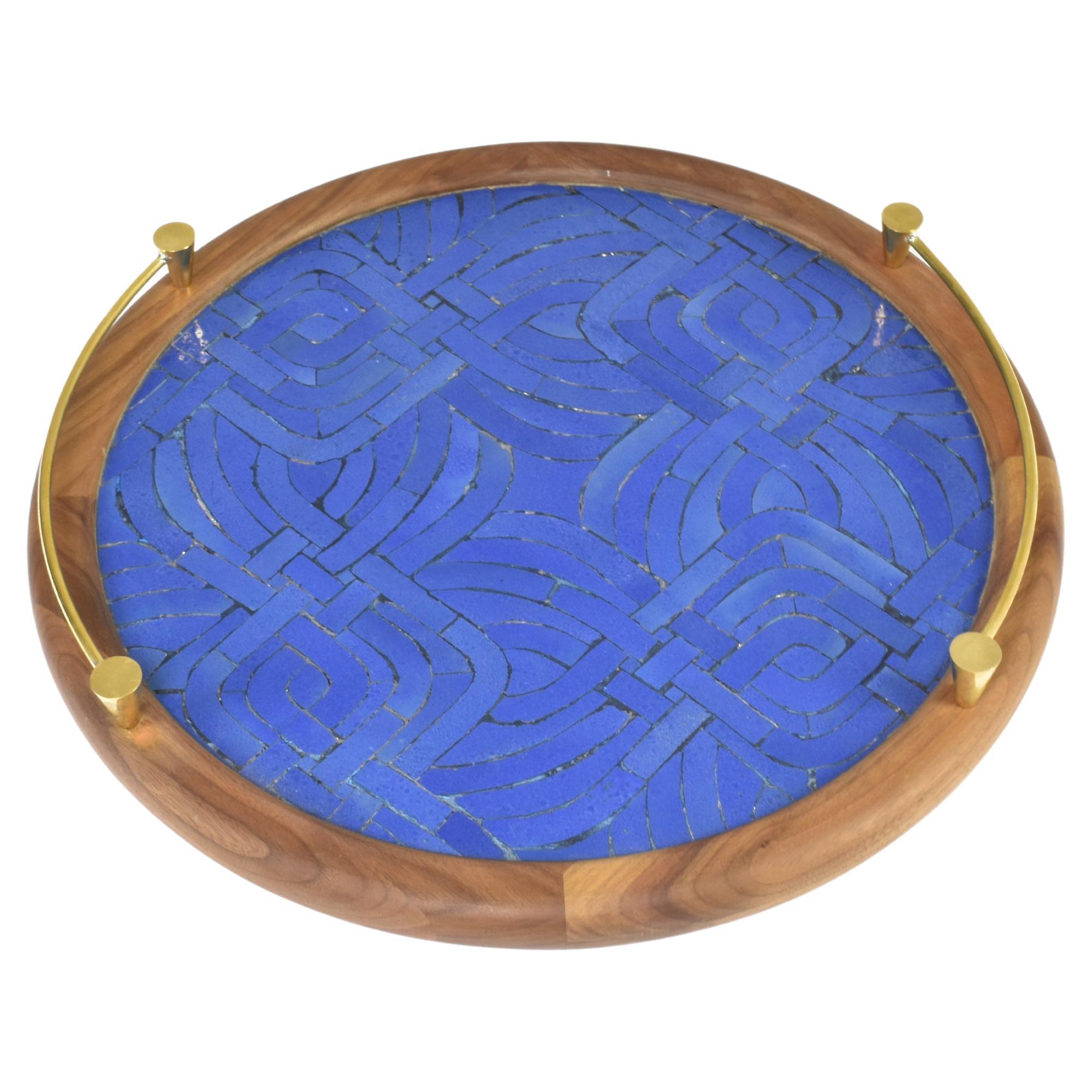 Contemporary Brass Modern Mosaic Tray by Jonathan Amar Studio For Sale