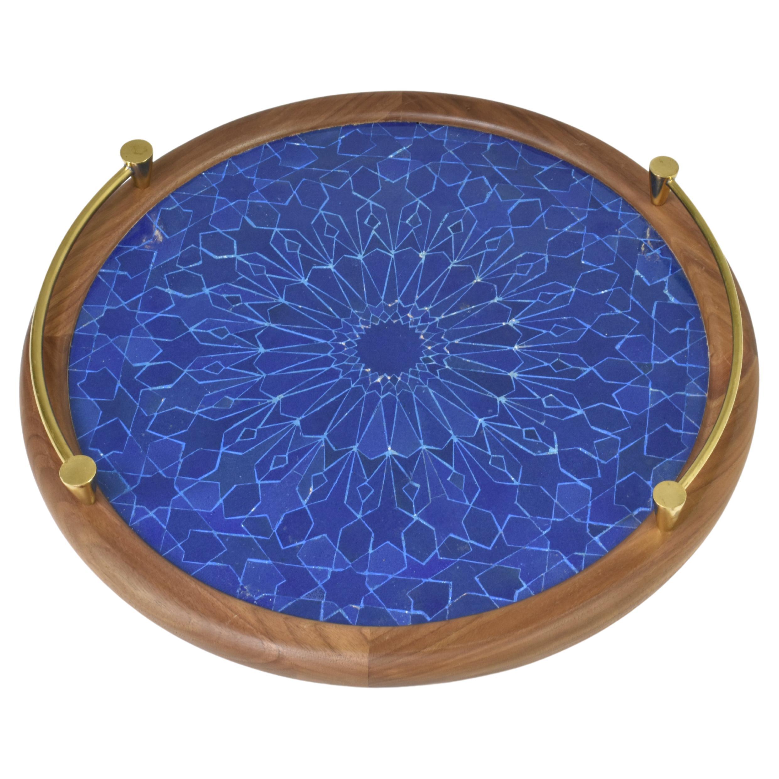 Bandeja contemporánea de mosaico de latón de Jonathan Amar Studio