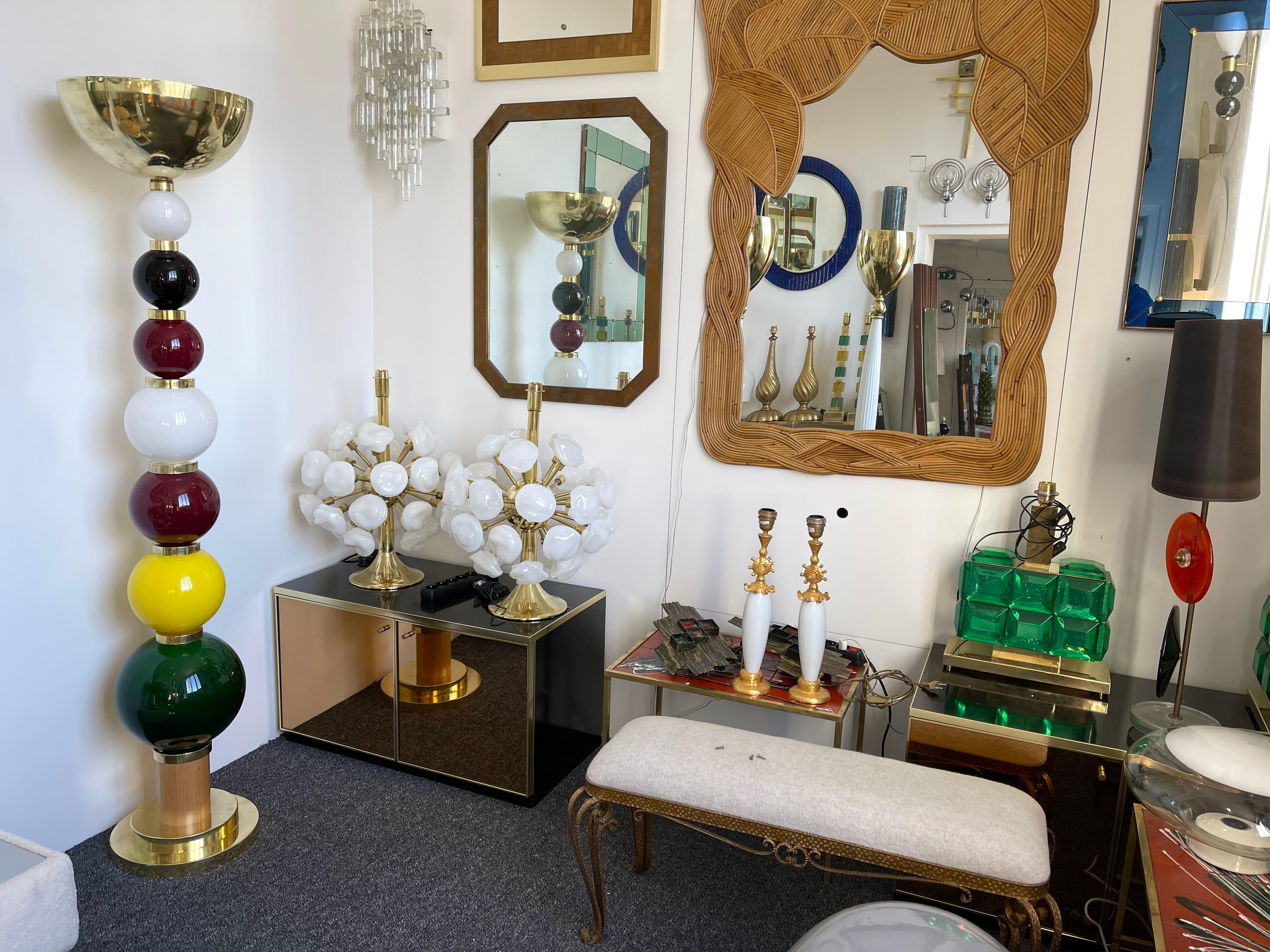 Contemporary Brass Murano Glass Atomo Ball Floor Lamp, Italy For Sale 6