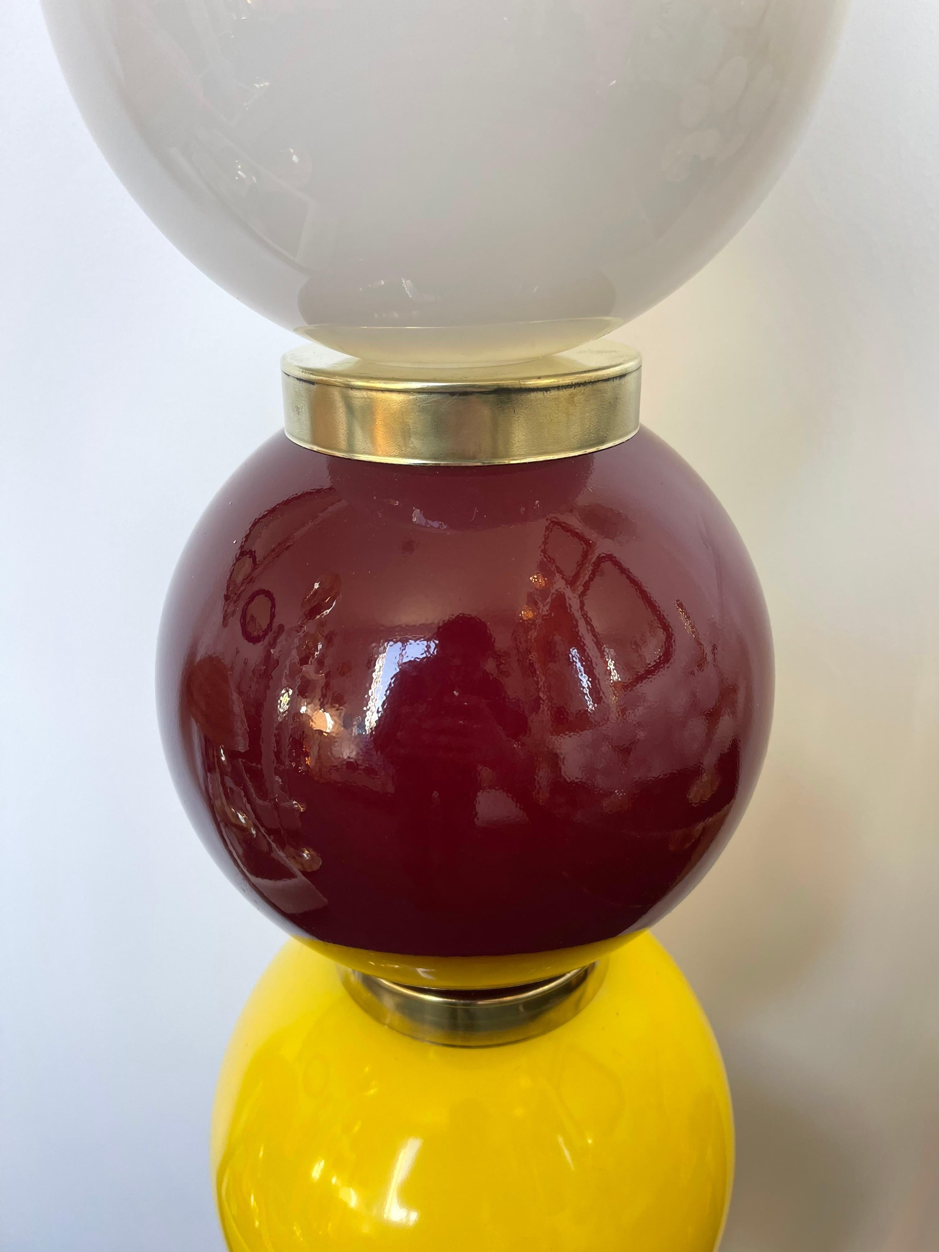 Mid-Century Modern Contemporary Brass Murano Glass Atomo Ball Floor Lamp, Italy For Sale