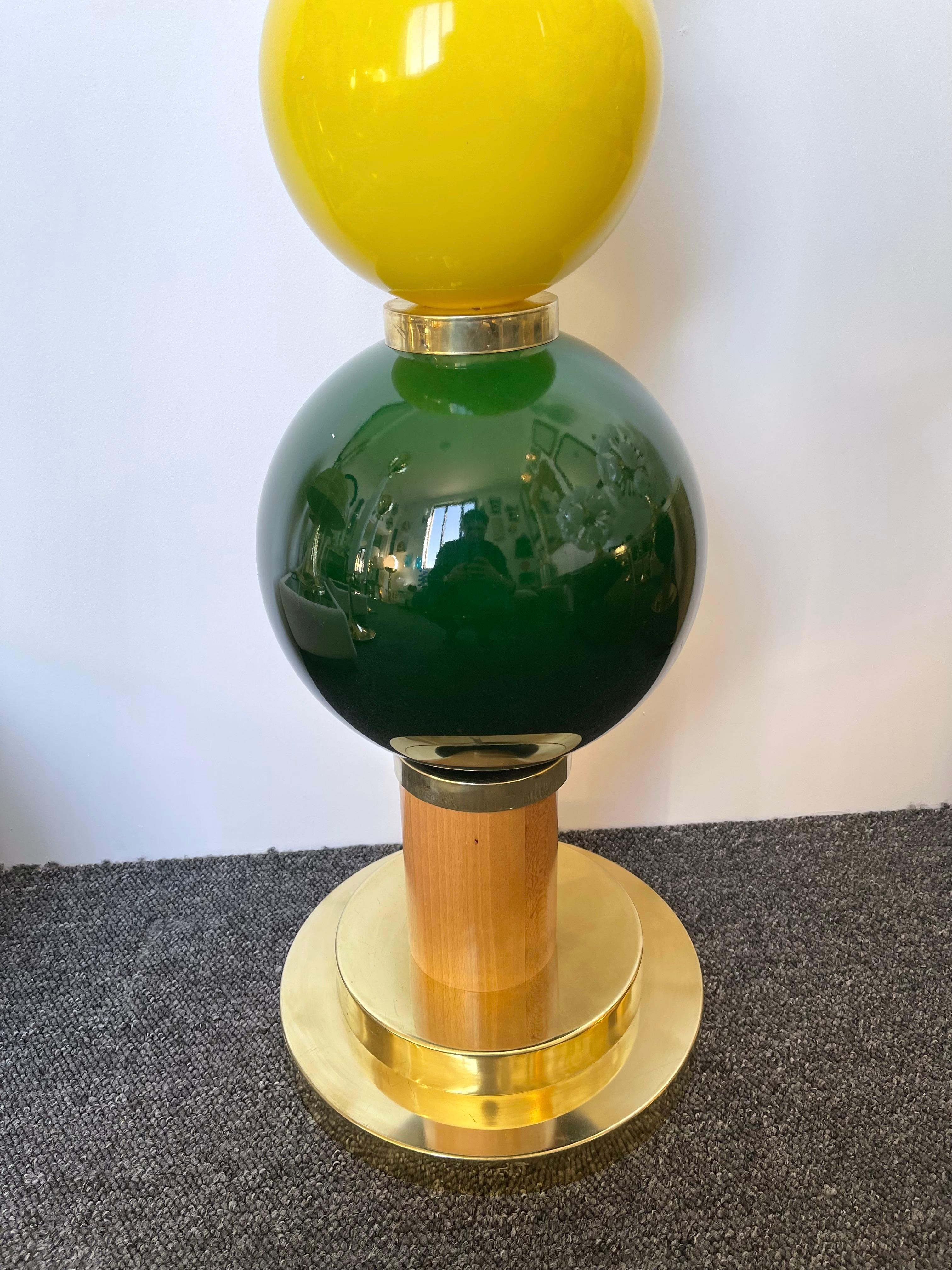 Contemporary Brass Murano Glass Atomo Ball Floor Lamp, Italy For Sale 1