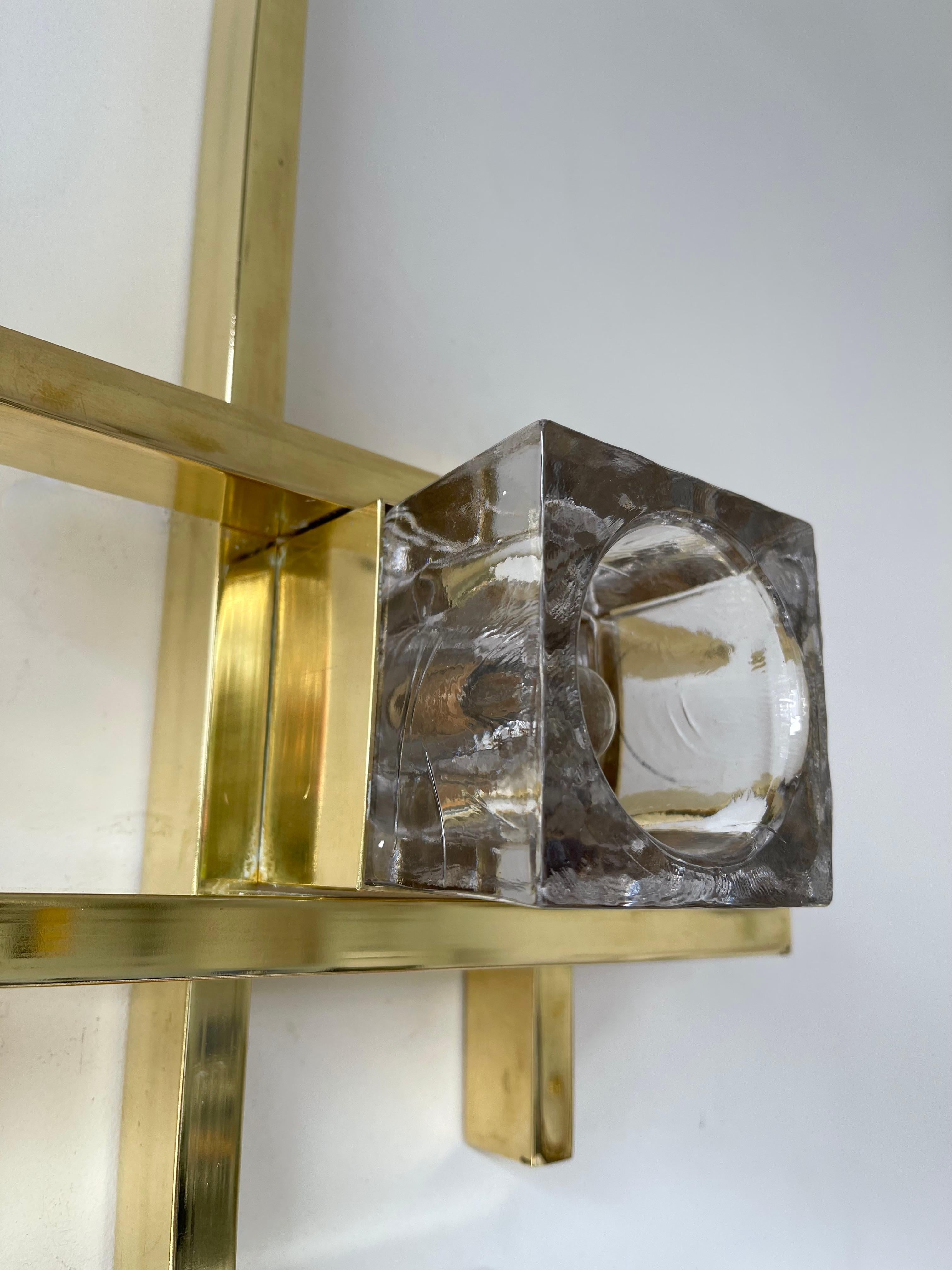 Contemporary Brass Murano Glass Cubic Sconces, Italy For Sale 10
