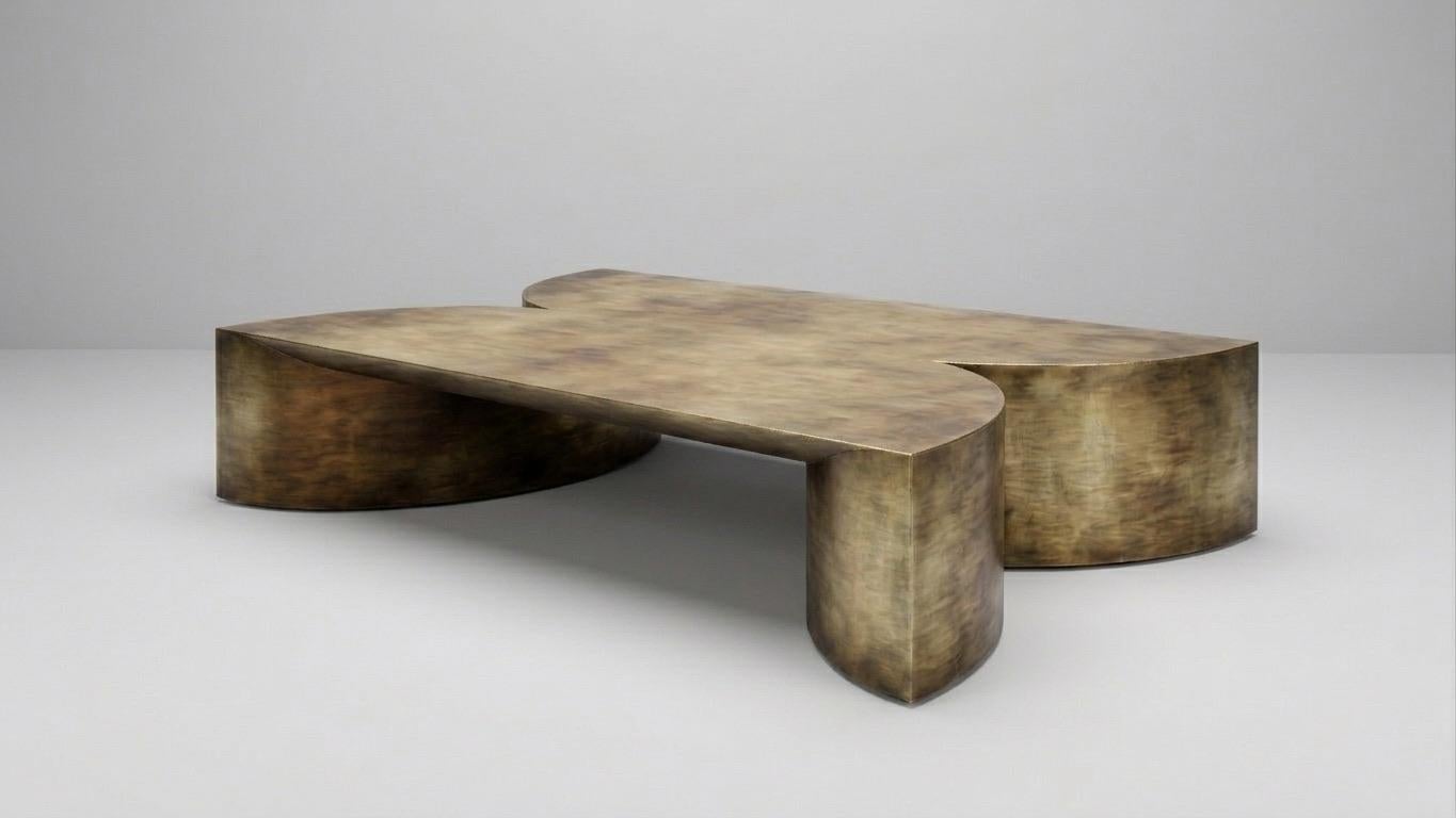Contemporary Brass One curve Coffee Table by Studio Narra