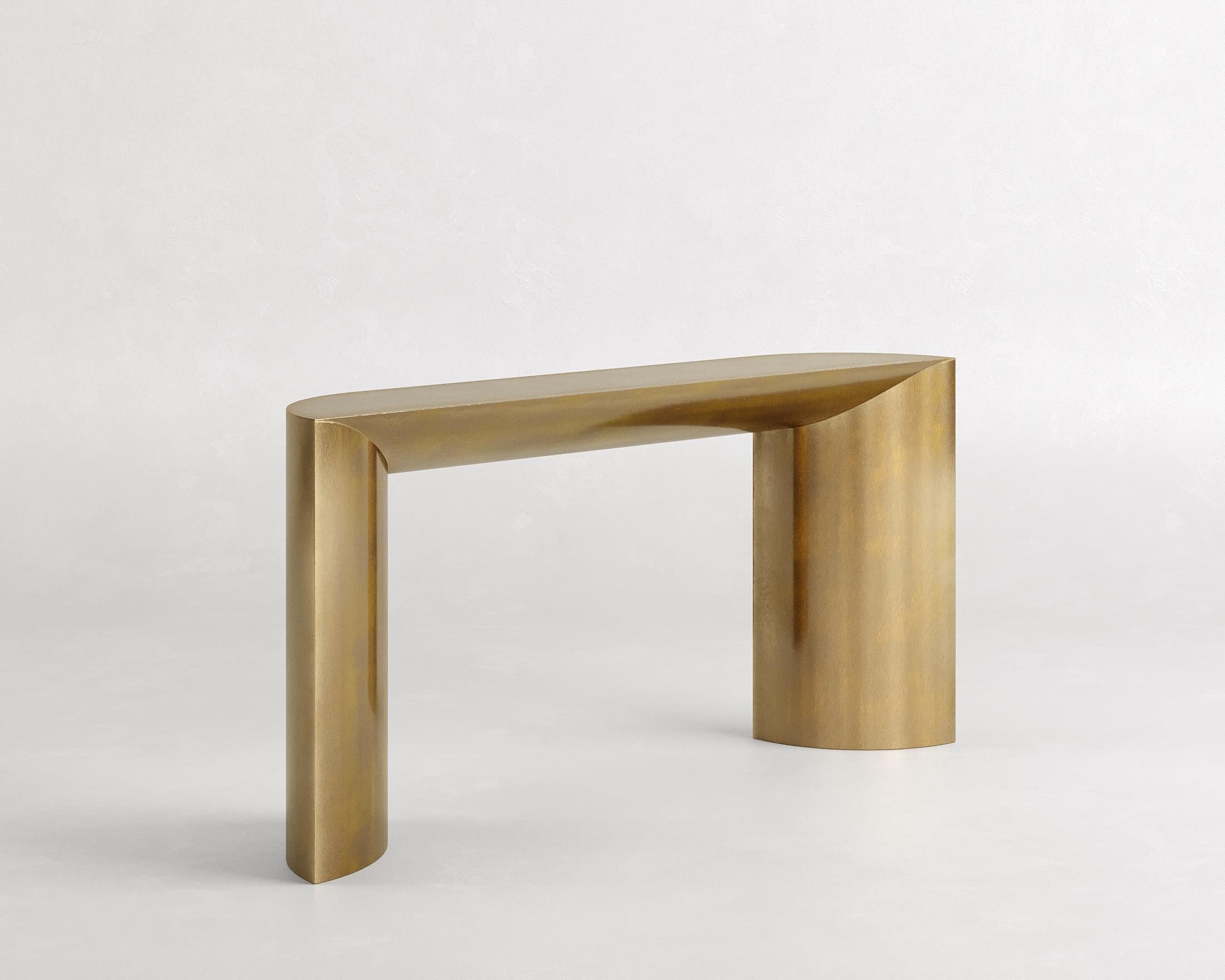 Hand-Crafted Contemporary Brass One curve Console by Studio Narra For Sale