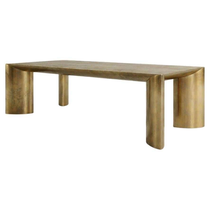 Contemporary Brass One curve dining table by Studio Narra For Sale