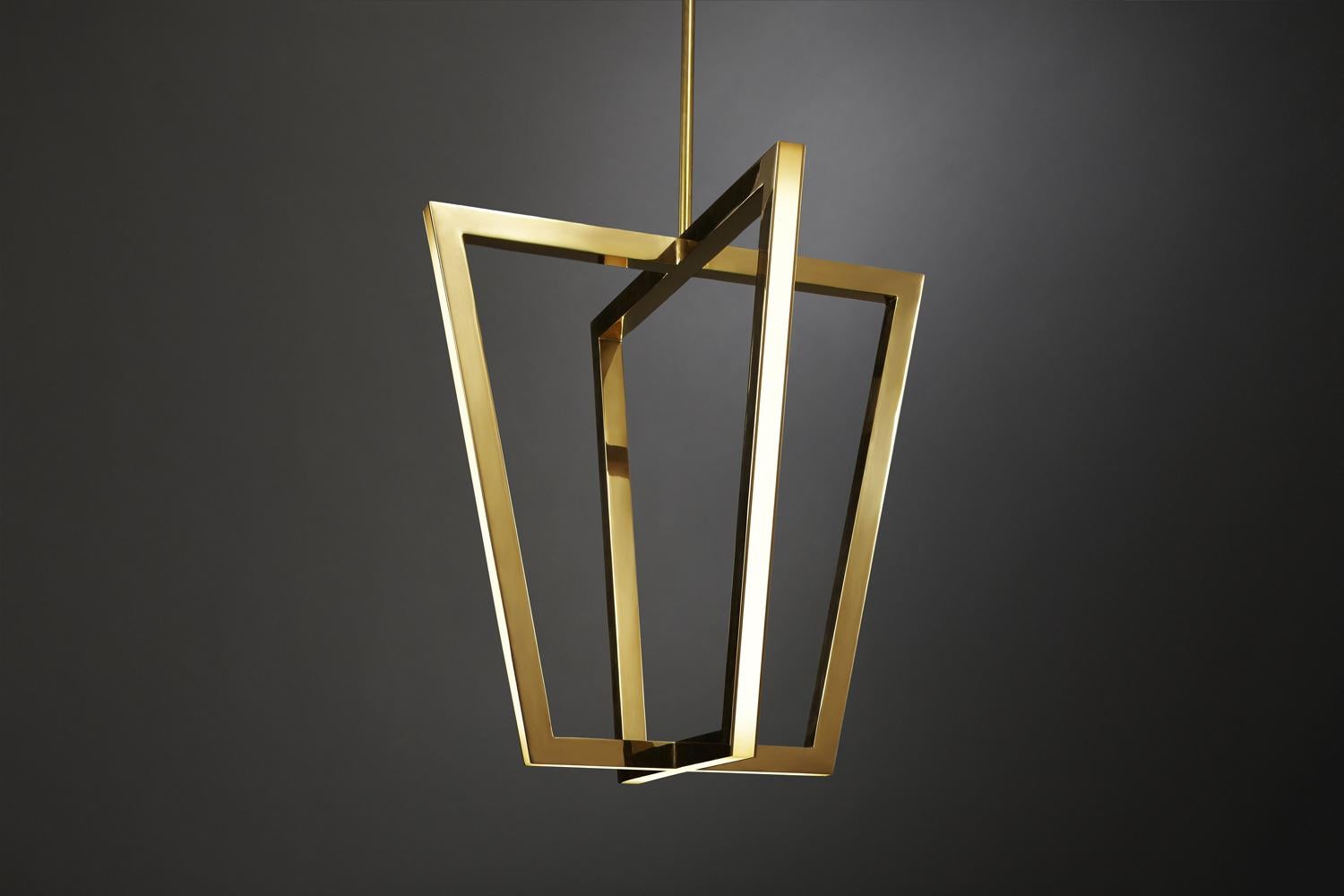 Contemporary polished brass pendant light - Quadrix by Christopher Boots

Reworking the concept of the traditional lantern, QUADRIX is inspired by the four cardinal points. Slices of LED emanate from brass, setting the standard in 21st century