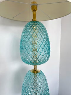 Contemporary Brass Pineapple Murano Glass Floor Lamp, Italy