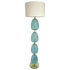 Contemporary Brass Pineapple Murano Glass Floor Lamp, Italy