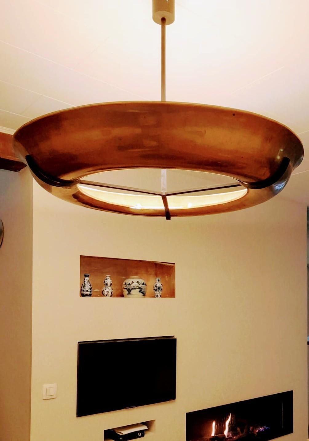 Modern Contemporary Brass Ring Pendant Led  For Sale