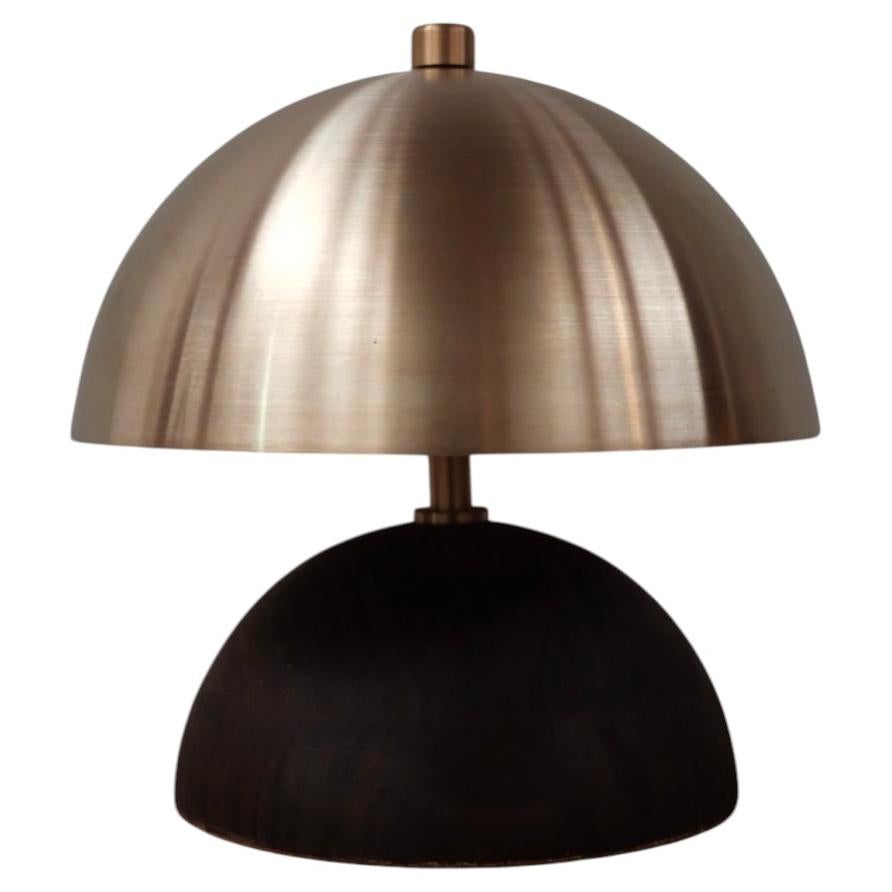 Contemporary Brass & Solid Walnut Mushroom Lamp "Lámpara H" For Sale