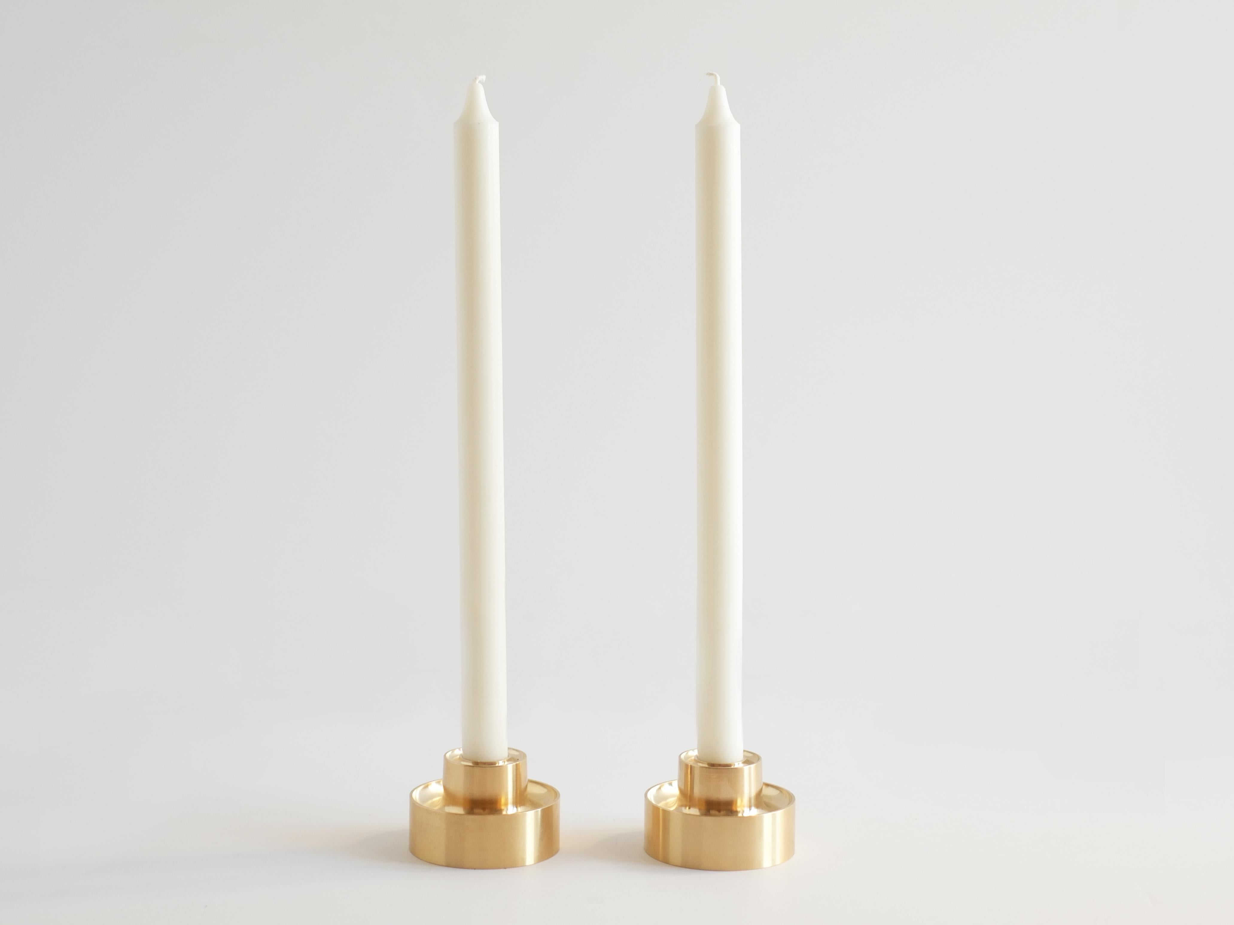 American Contemporary Brass Stacking Candle Holders by Fort Standard, in Stock
