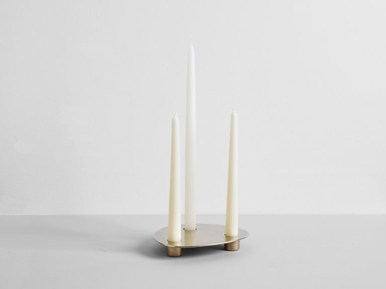 Modern Contemporary Brass Trio Candle Holder Henry Wilson For Sale