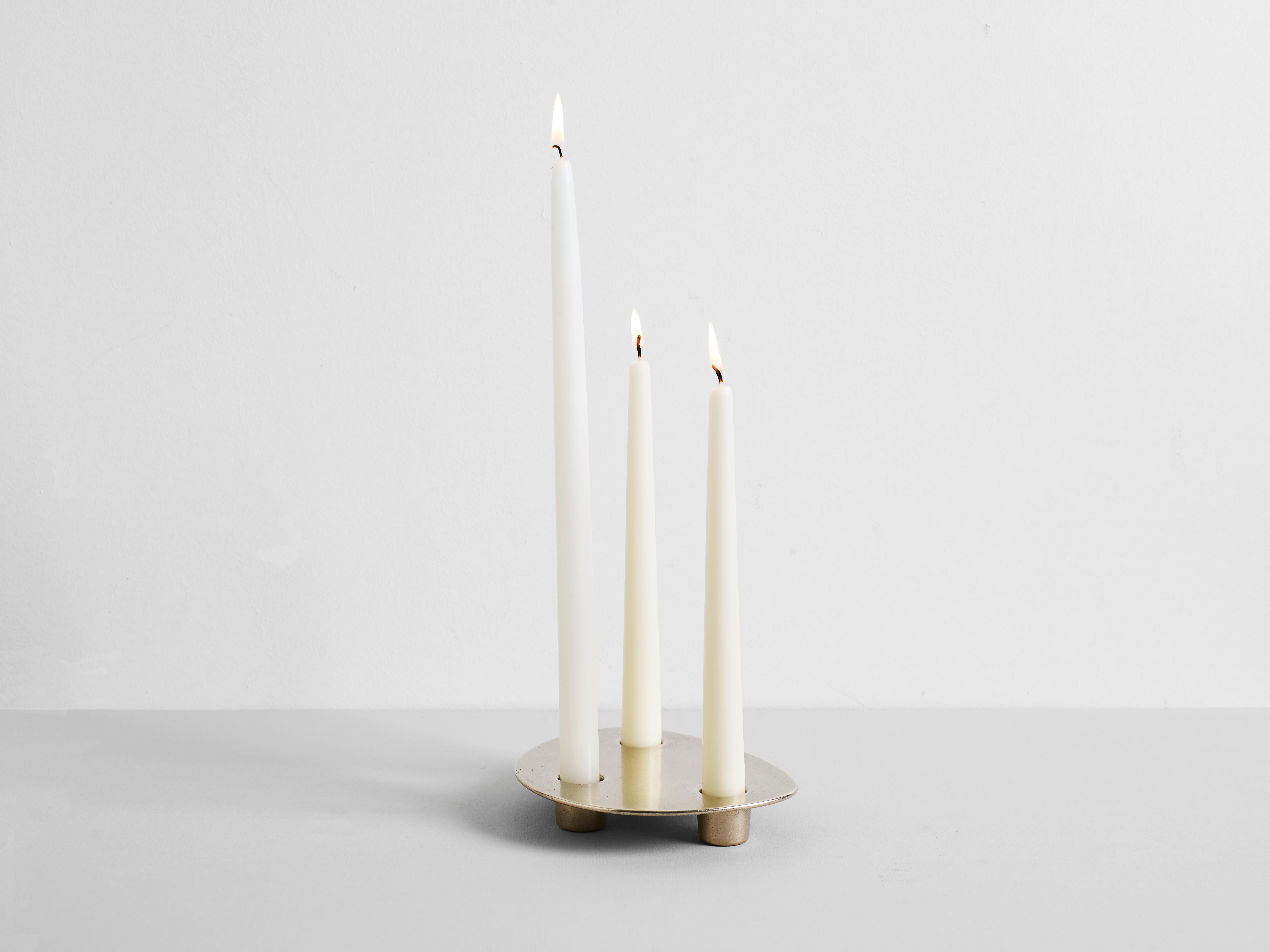 Contemporary Brass Trio Candle Holder Henry Wilson In New Condition In Geneve, CH