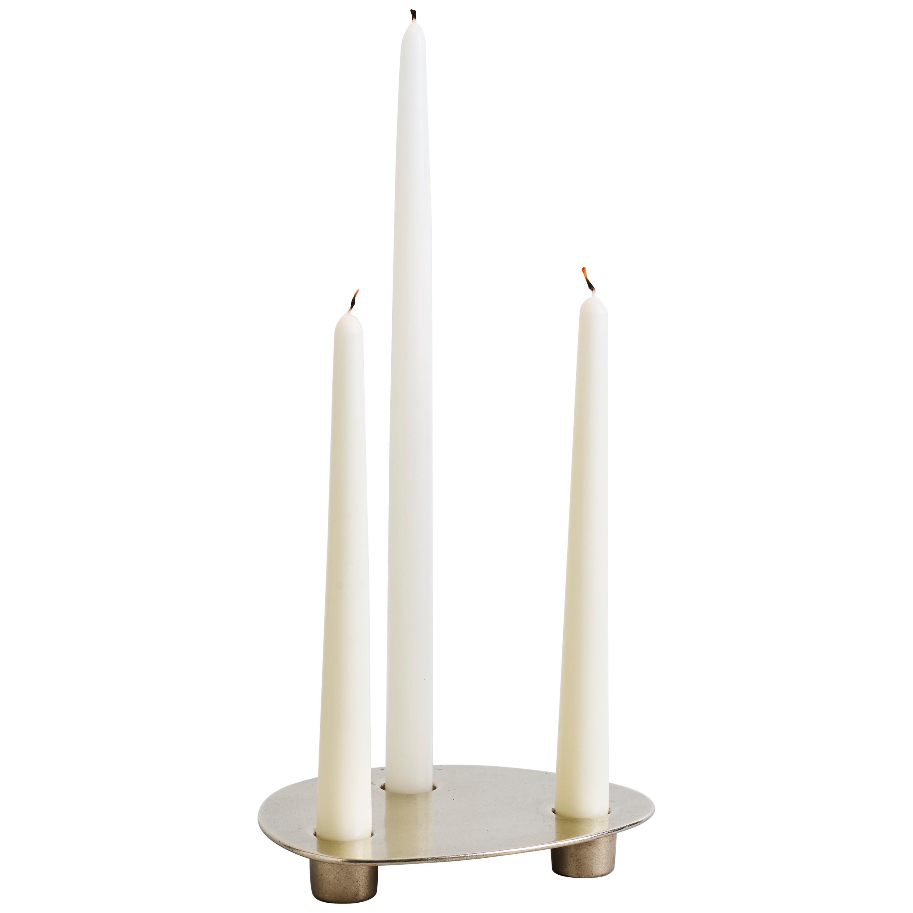 Contemporary Brass Trio Candle Holder Henry Wilson