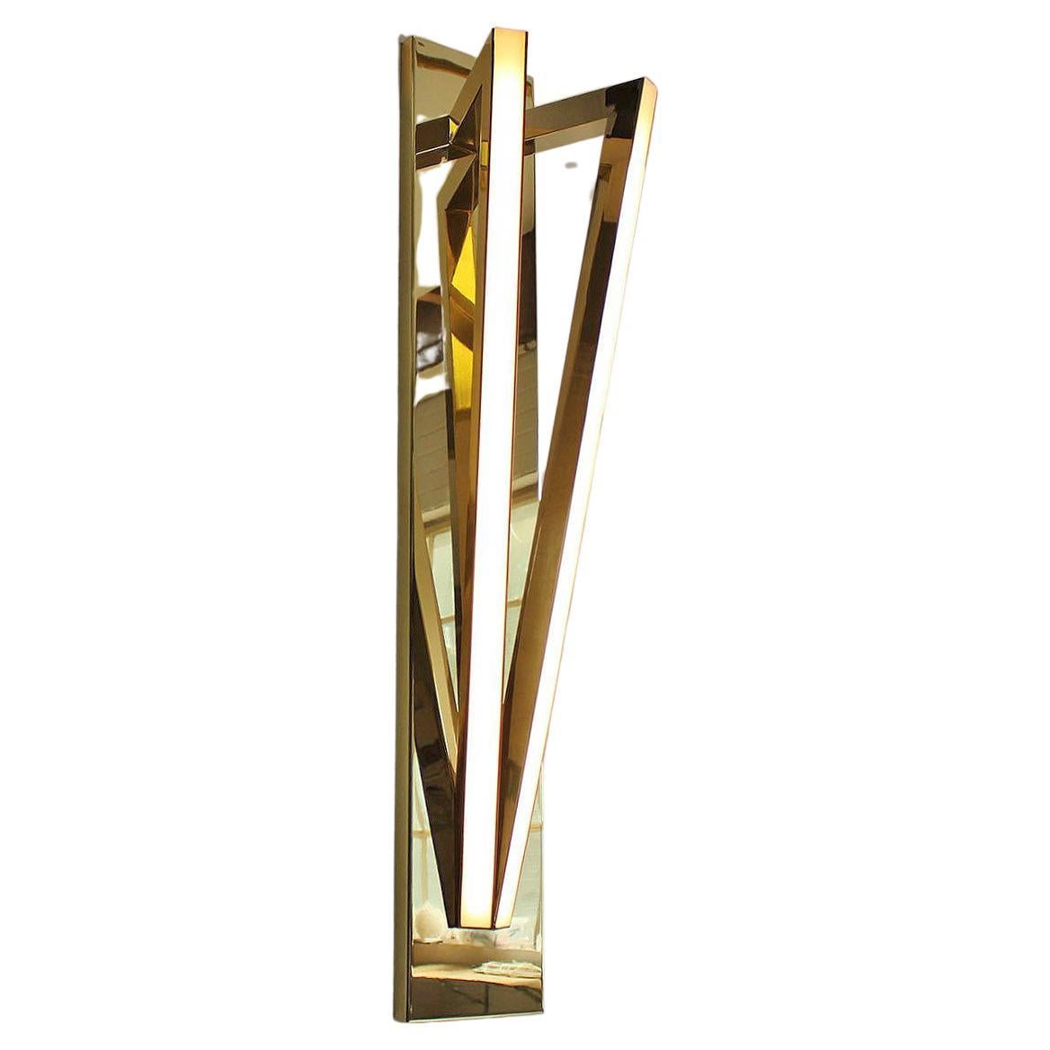Contemporary Brass Wall Sconce - Pythagoras Twin 600 by Christopher Boots For Sale