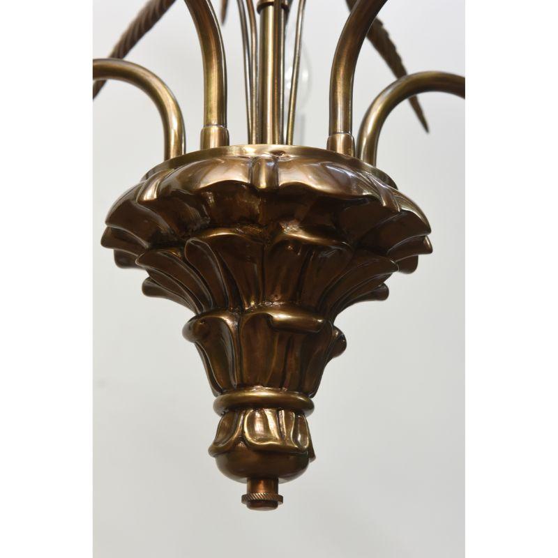 Five light brass chandelier. New wiring, ready to hang. Contemporary.

Dimensions:
Height: 27