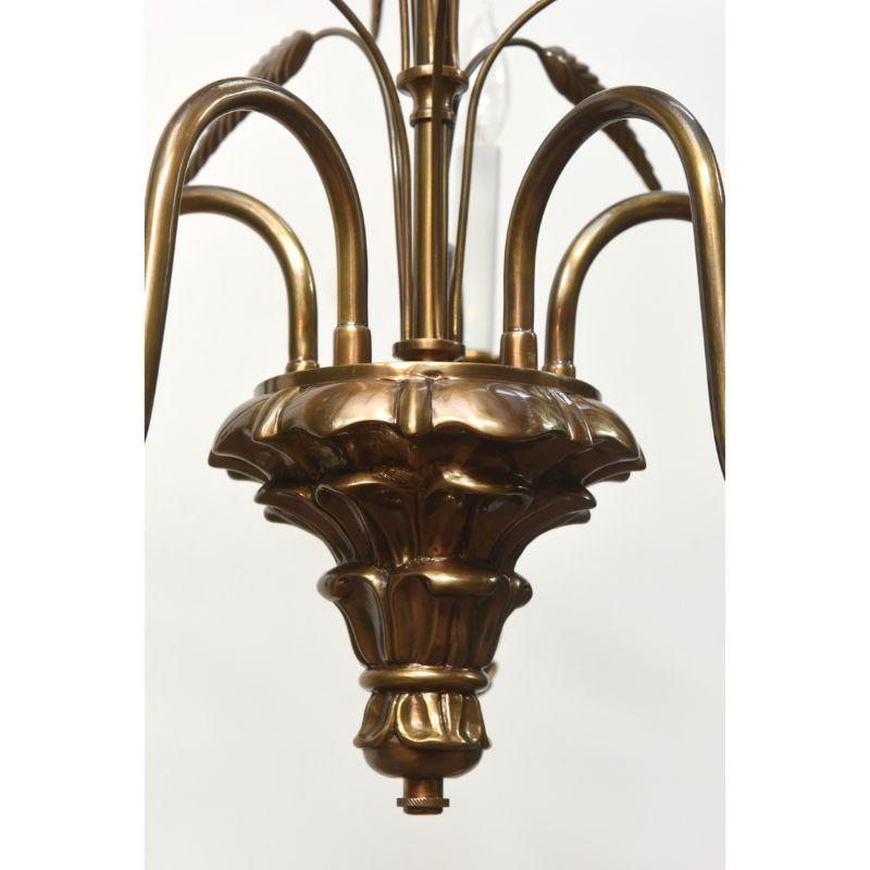 Contemporary Brass Wheat Chandelier For Sale 1