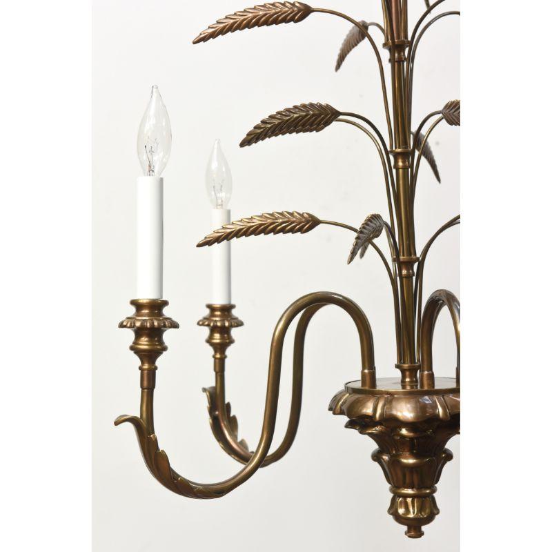 Contemporary Brass Wheat Chandelier For Sale 3