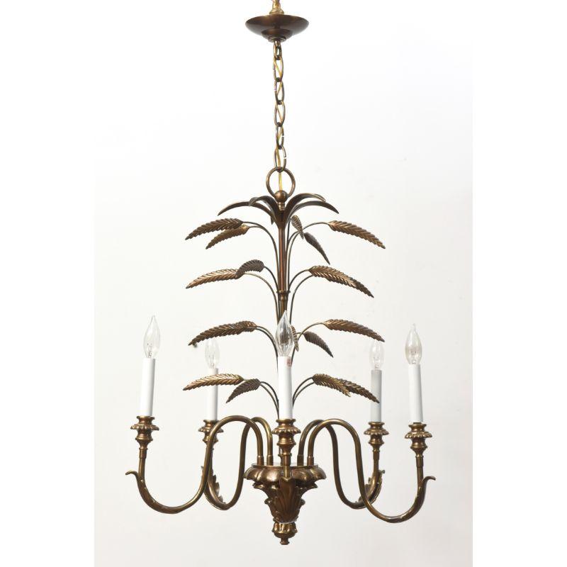 Contemporary Brass Wheat Chandelier For Sale 4