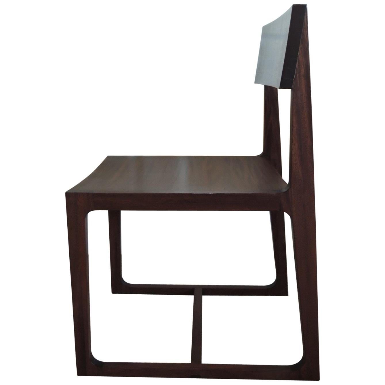 Contemporary Brazilian Hardwood Desk Side Chair Handcrafted in Brazil