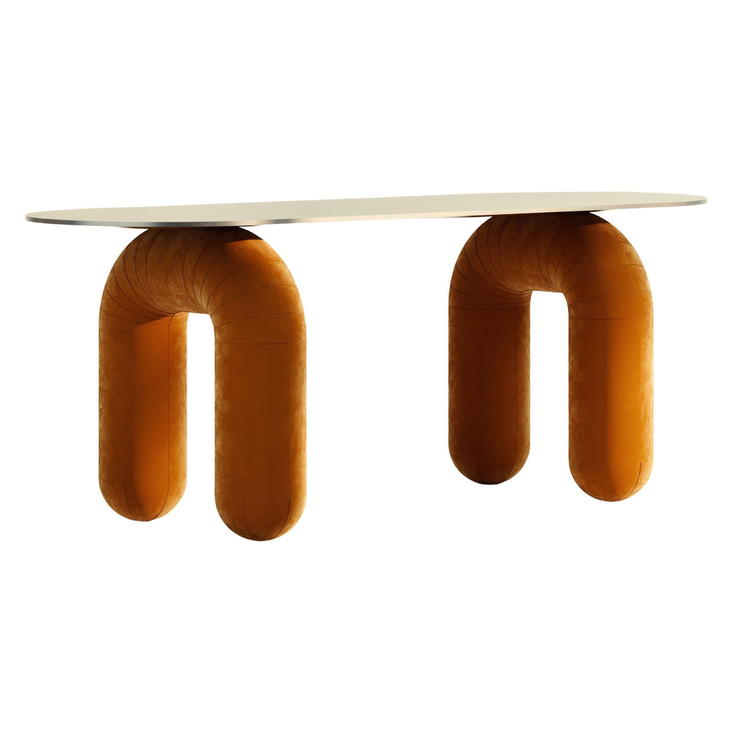 Contemporary Bright Orange Velvet Base Desk by Pietro Franceschini