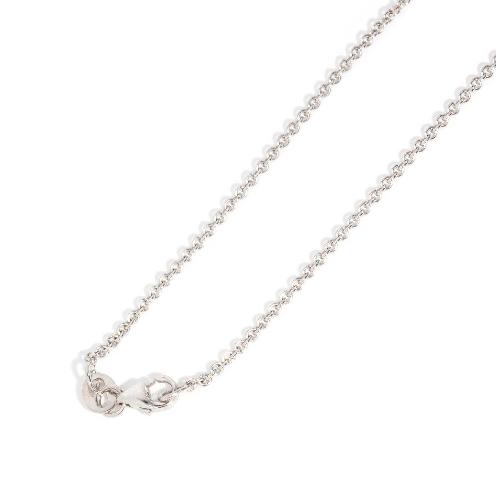 Contemporary Brilliant Diamond Heart Pendant & Cable Chain 18 Carat White Gold For Sale 3