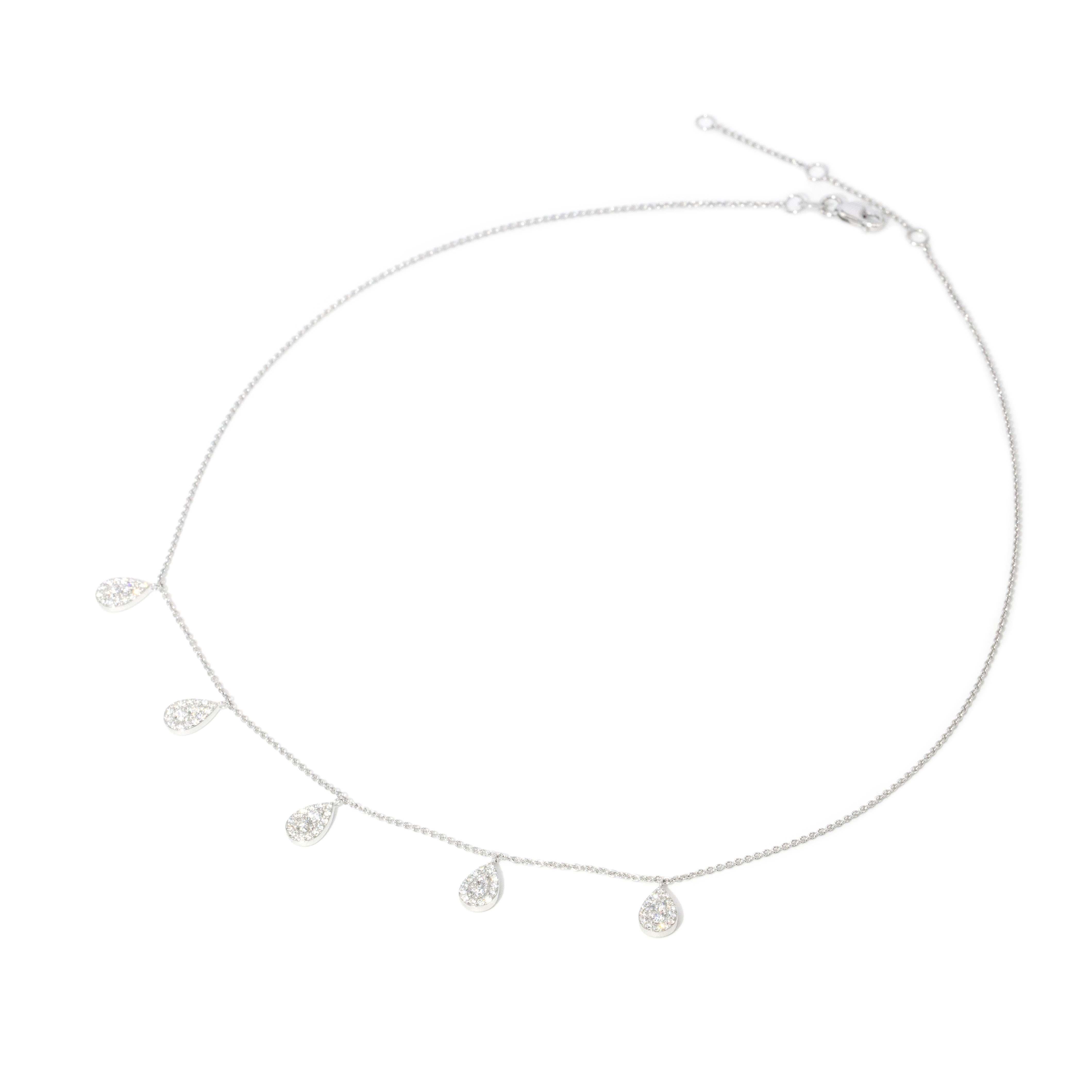 Contemporary Brilliant Diamond Multi Drop Necklet 9 Carat White Gold in vendita 7