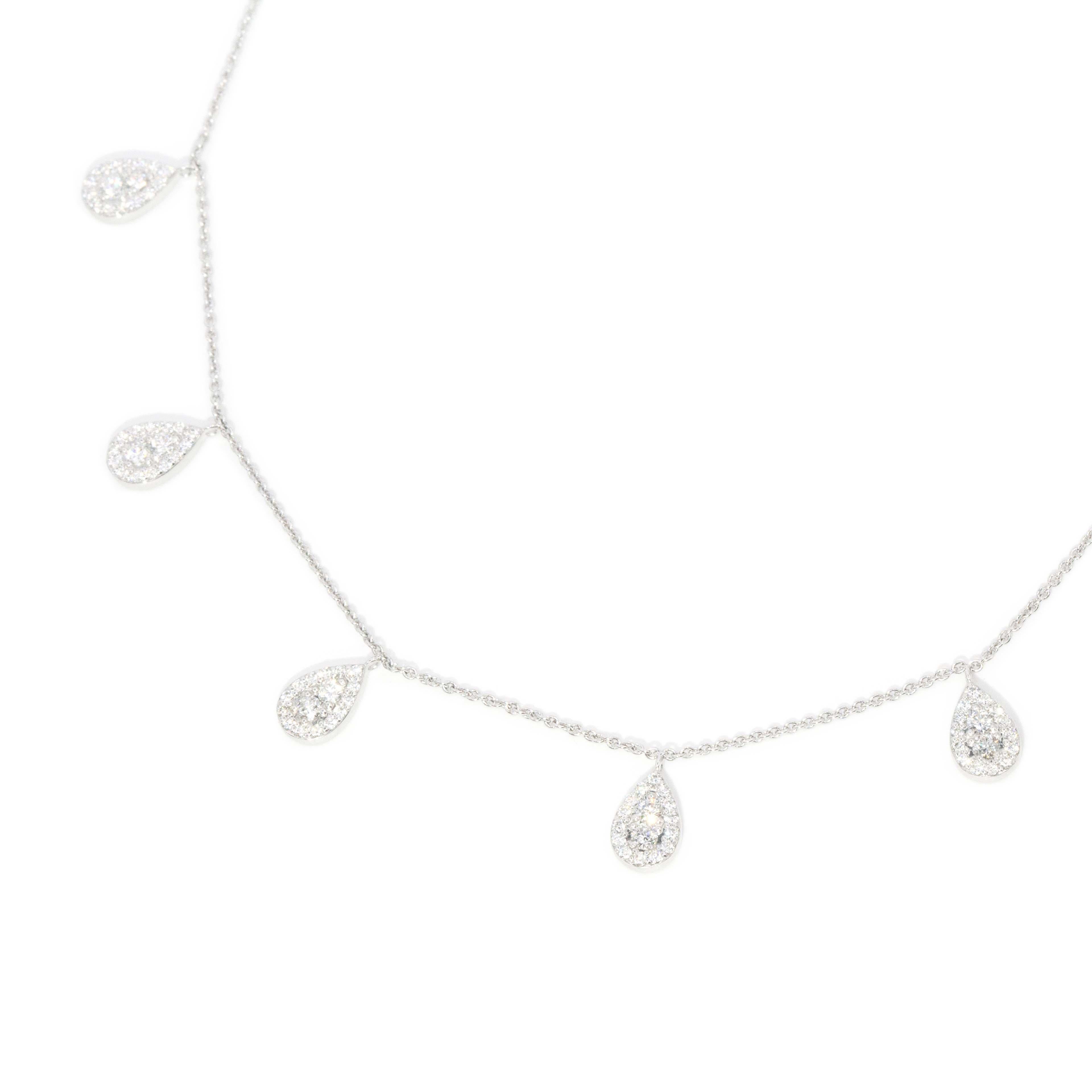 Contemporaneo Contemporary Brilliant Diamond Multi Drop Necklet 9 Carat White Gold in vendita