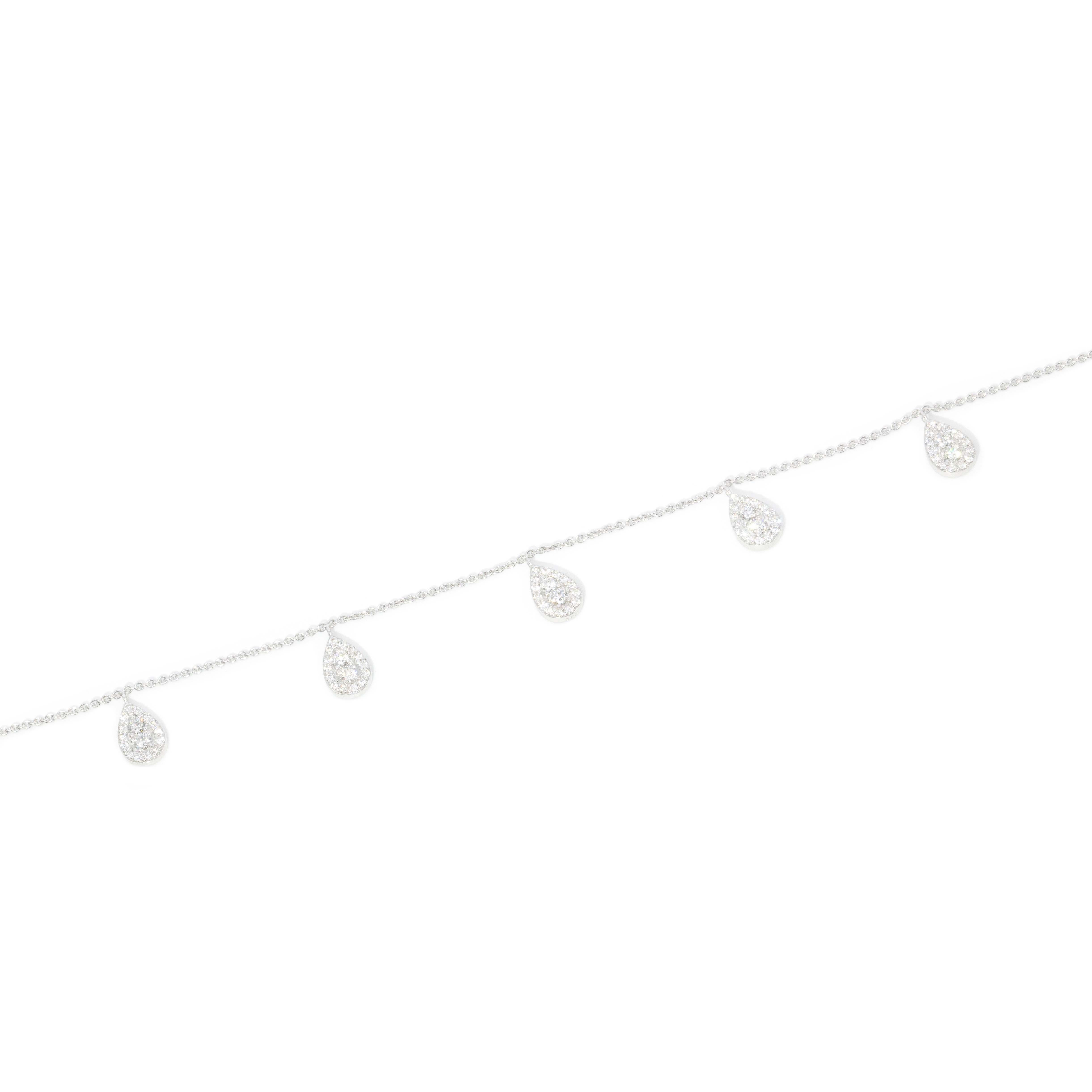Taglio brillante Contemporary Brilliant Diamond Multi Drop Necklet 9 Carat White Gold in vendita