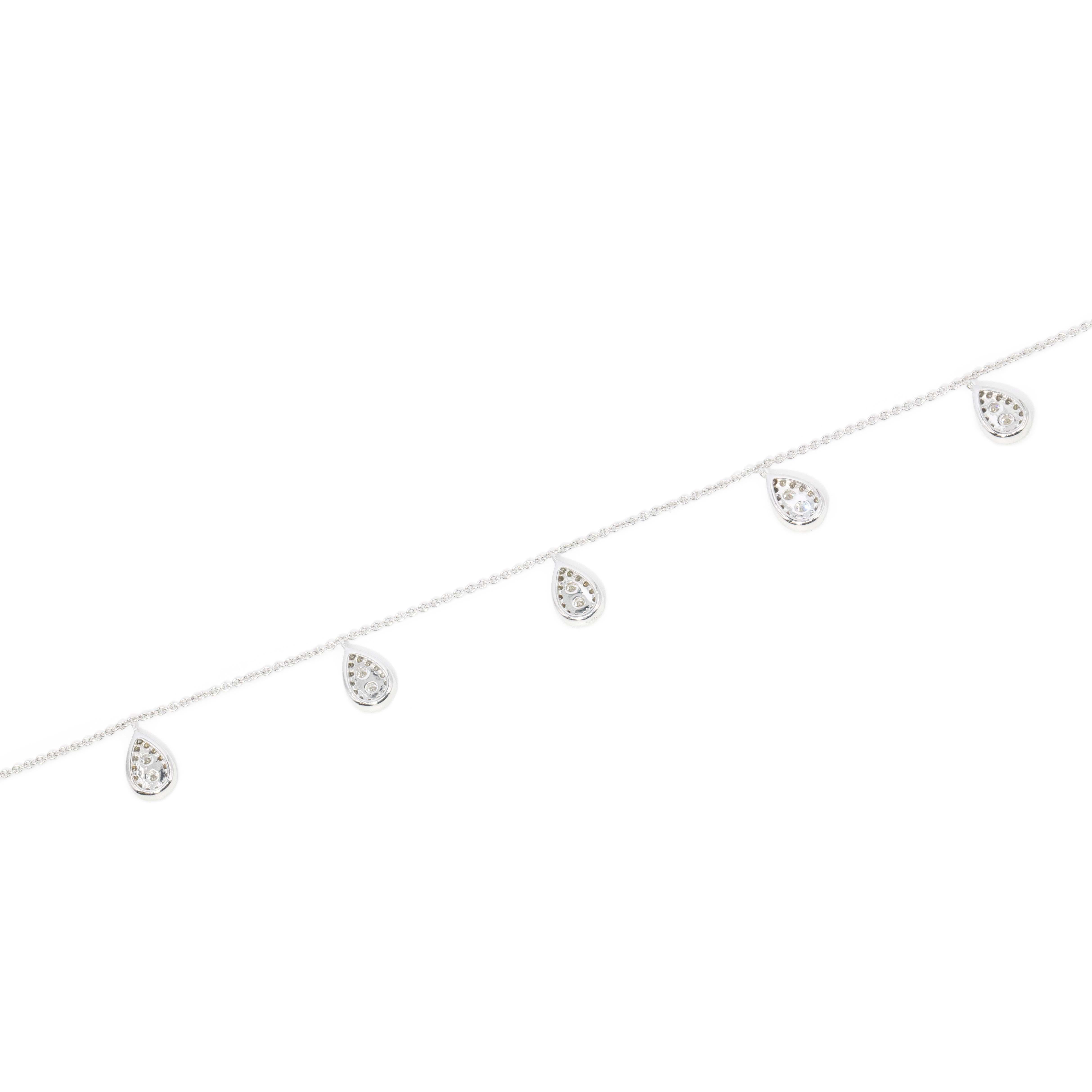 Contemporary Brilliant Diamond Multi Drop Necklet 9 Carat White Gold in vendita 3