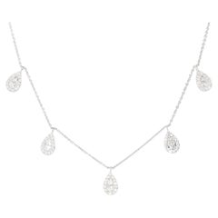 Contemporary Brilliant Diamond Multi Drop Necklet 9 Carat White Gold