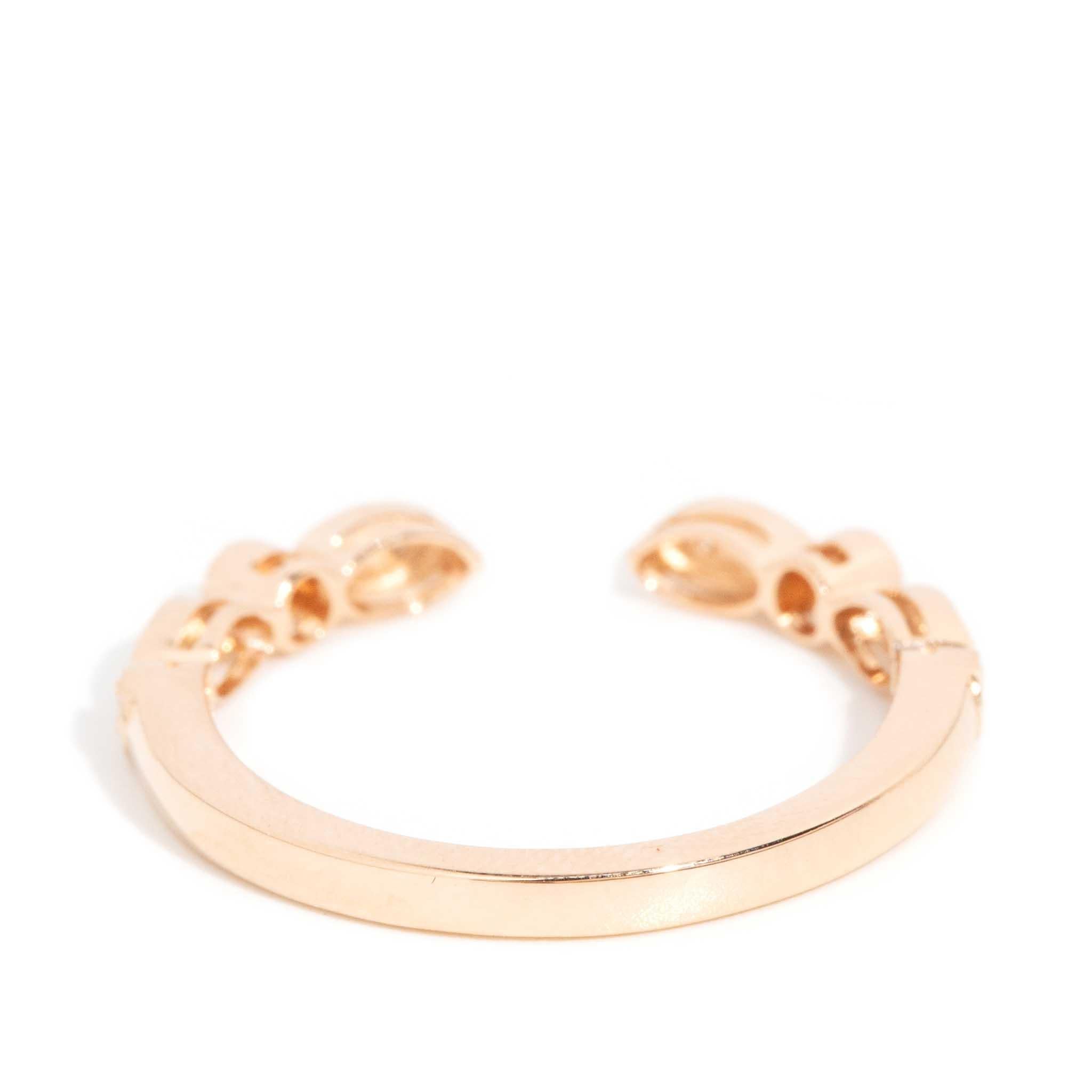 Contemporary Brilliant Diamond Open Front Milgrained Ring 18 Carat Rose Gold For Sale 4