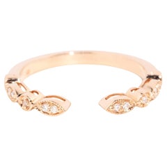 Contemporary Brilliant Diamond Open Front Milgrained Ring 18 Carat Rose Gold