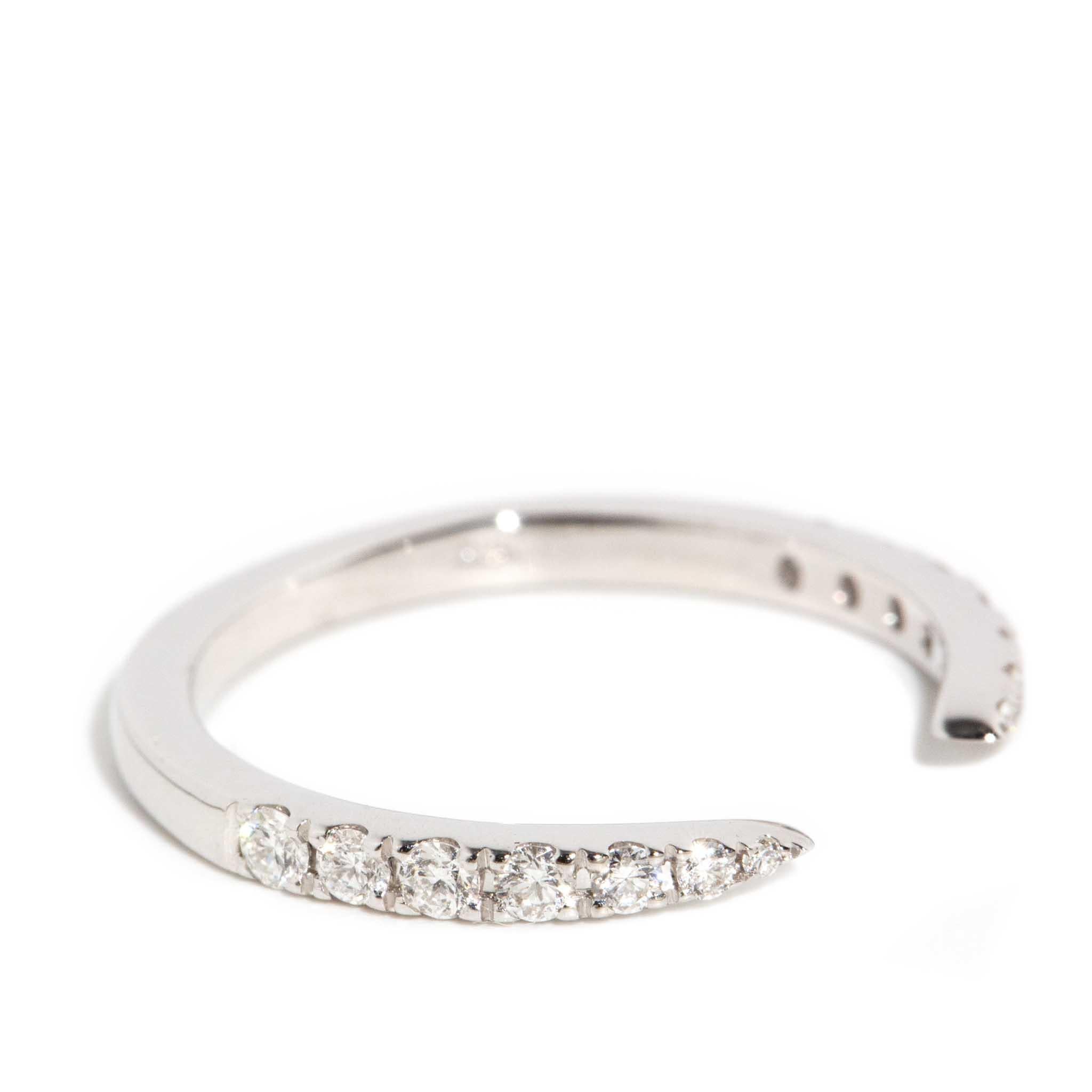 Brilliant Cut Contemporary Brilliant Diamond Open Front Stacking Ring 18 Carat White Gold For Sale