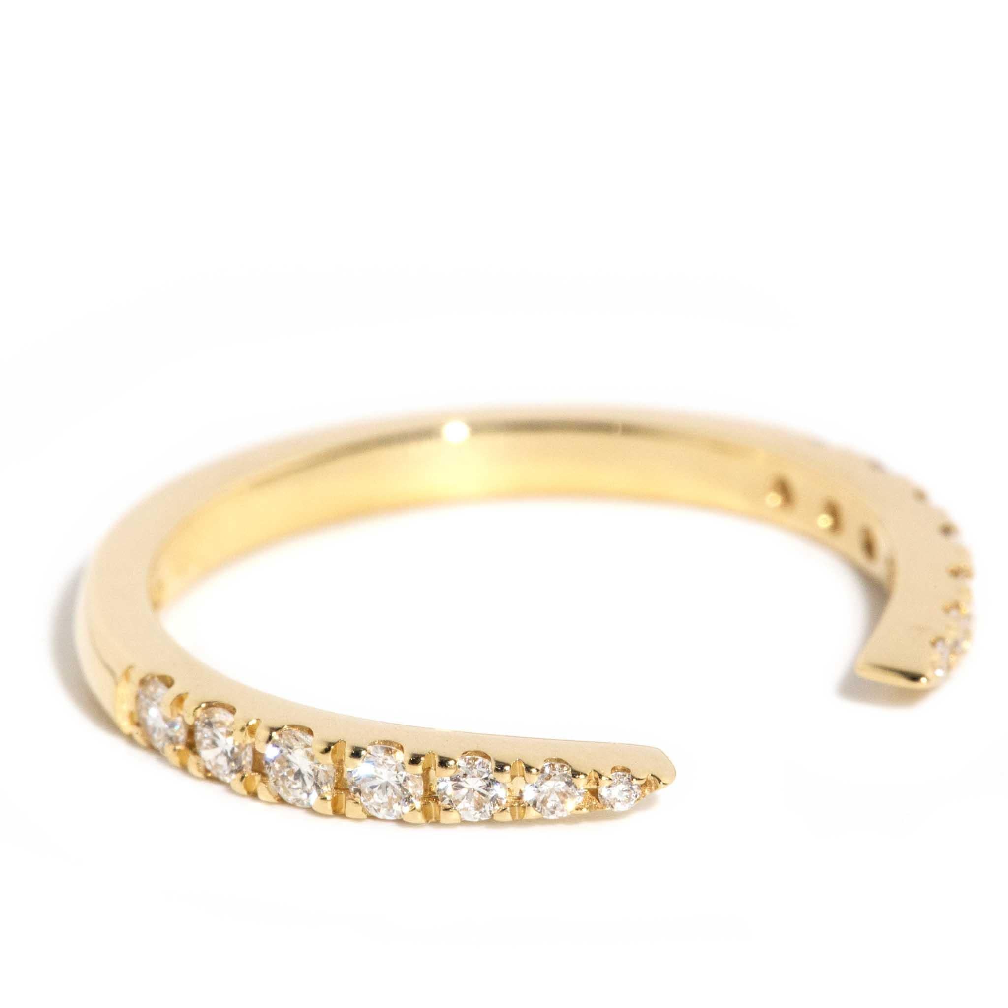 Brilliant Cut Contemporary Brilliant Diamond Open Front Stacking Ring 18 Carat Yellow Gold For Sale