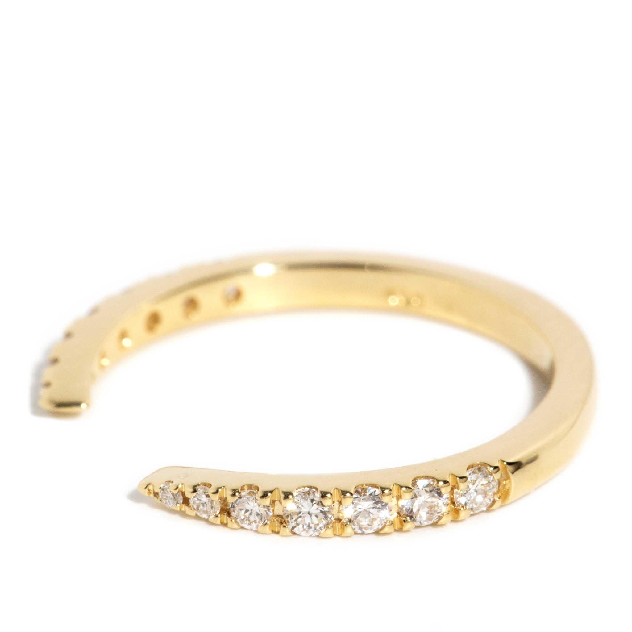 Women's Contemporary Brilliant Diamond Open Front Stacking Ring 18 Carat Yellow Gold For Sale