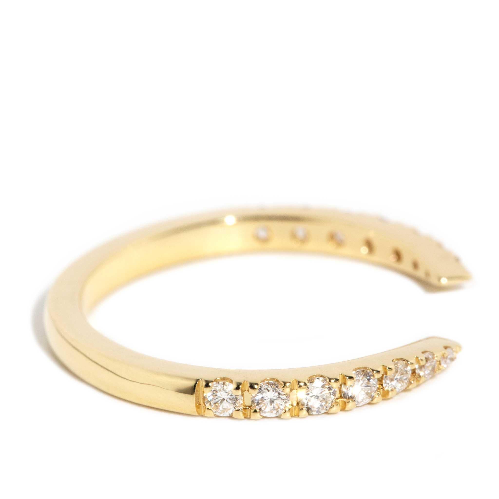 Contemporary Brilliant Diamond Open Front Stacking Ring 18 Carat Yellow Gold For Sale 2