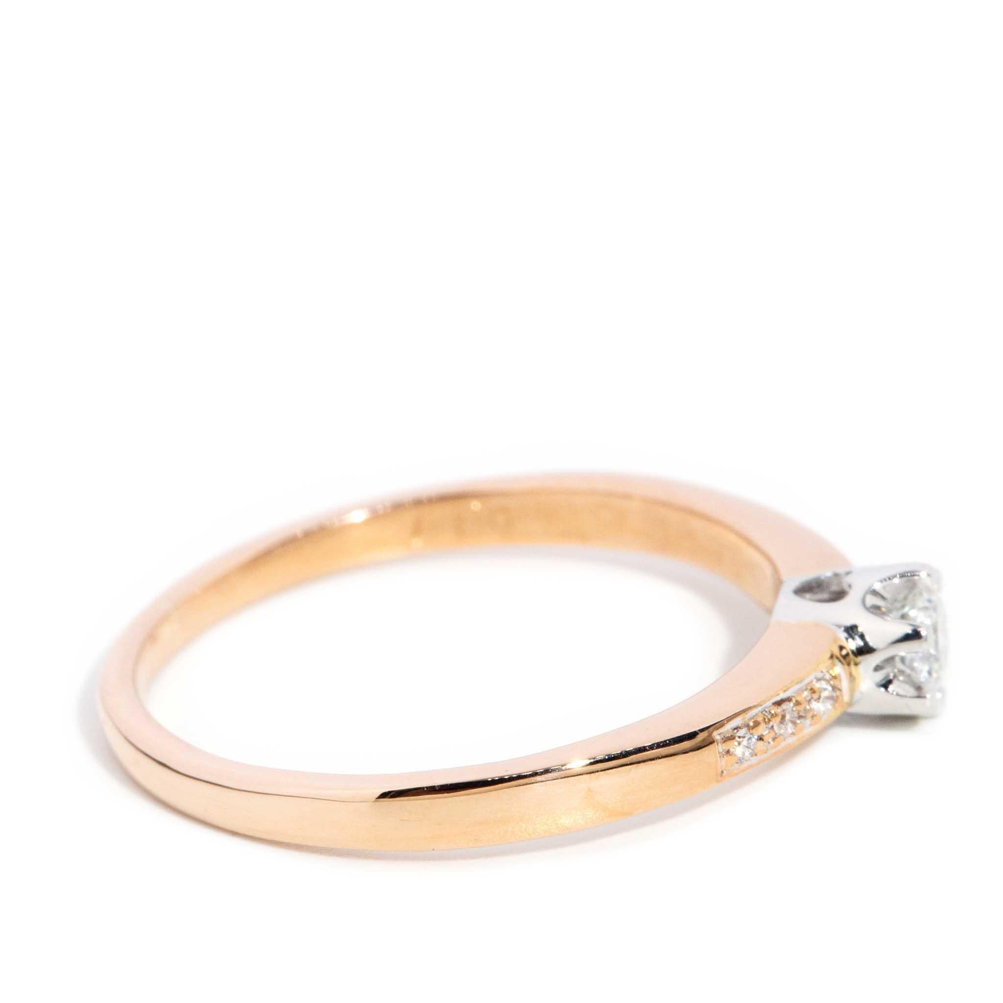 Contemporary Brilliant Diamond Ring 18 Karat Weiß- und Rotgold im Angebot 1