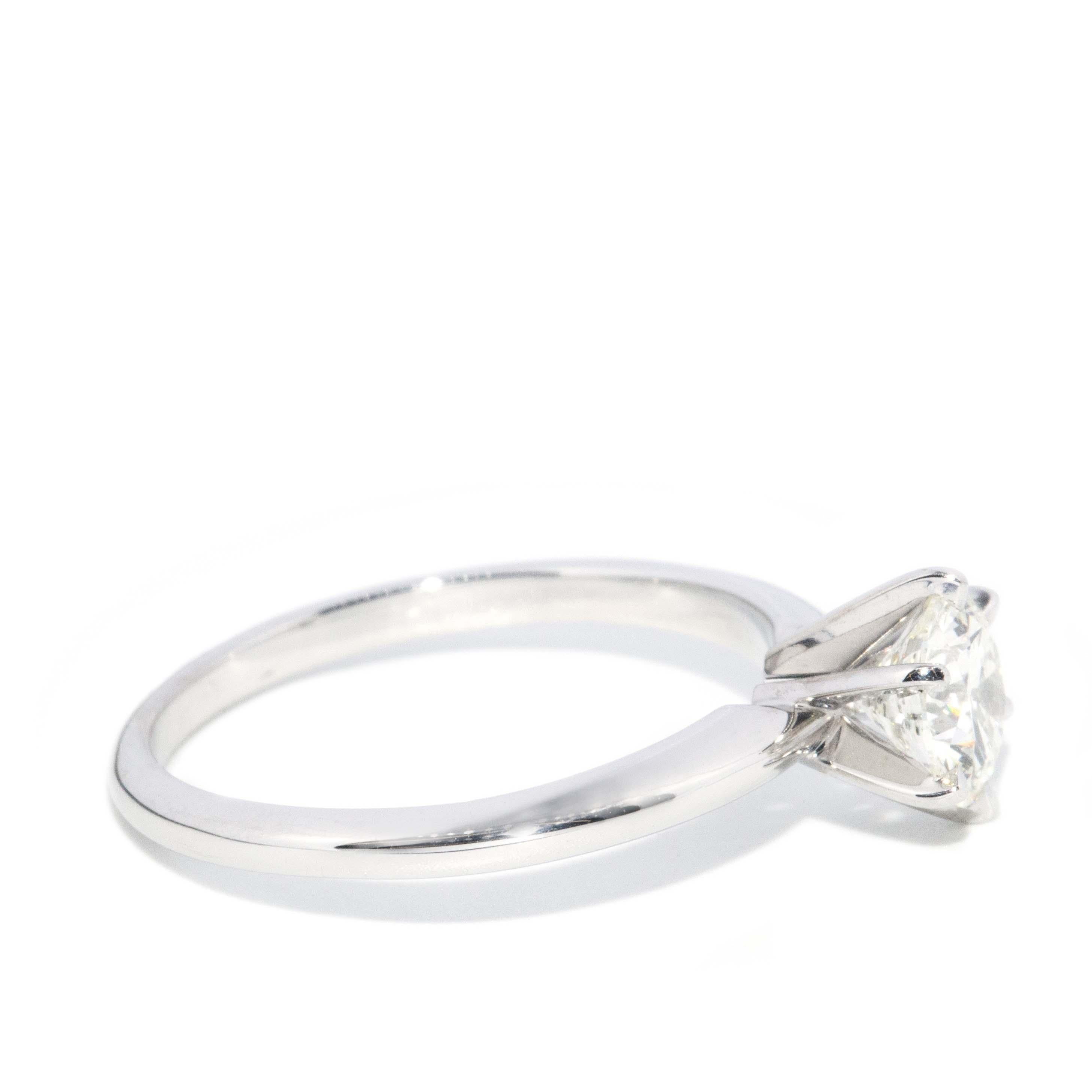Zeitgenössischer Brillant-Diamant-Solitär-Ring 14 Karat Weißgold im Angebot 1