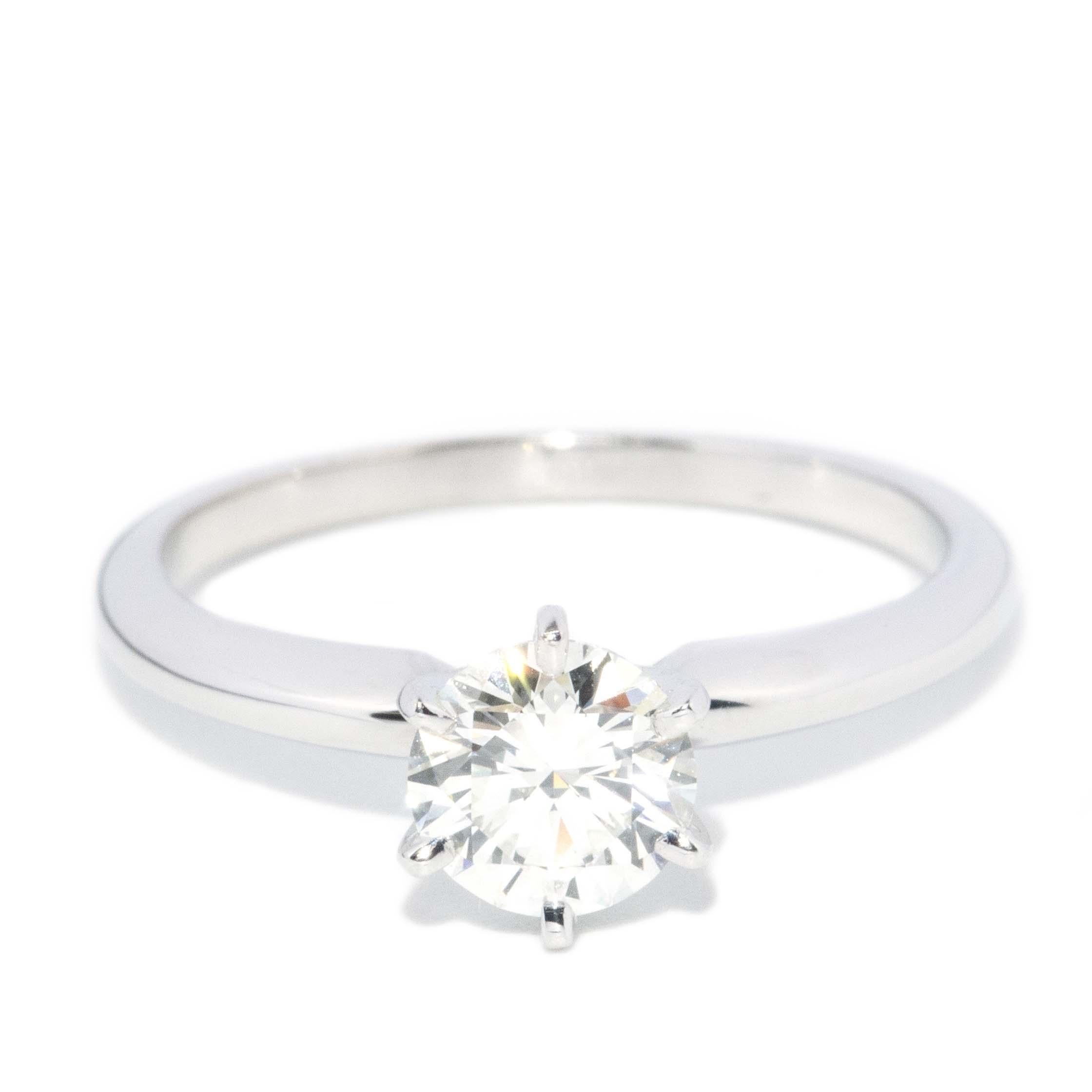 Contemporary Brilliant Diamond Solitaire Ring 14 Carat White Gold