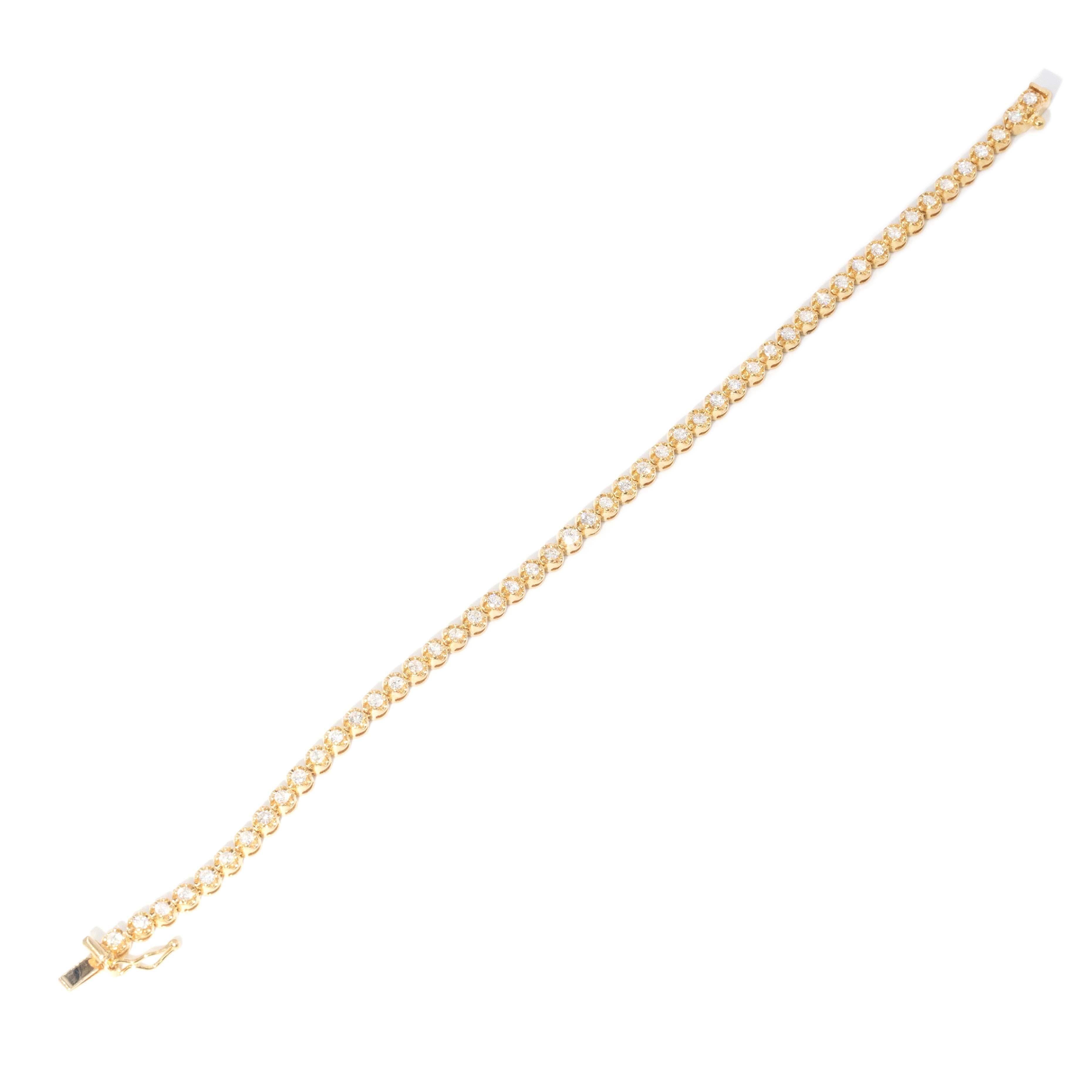 Bracciale da tennis con diamanti a brillante contemporaneo in oro giallo 18 carati in vendita 7
